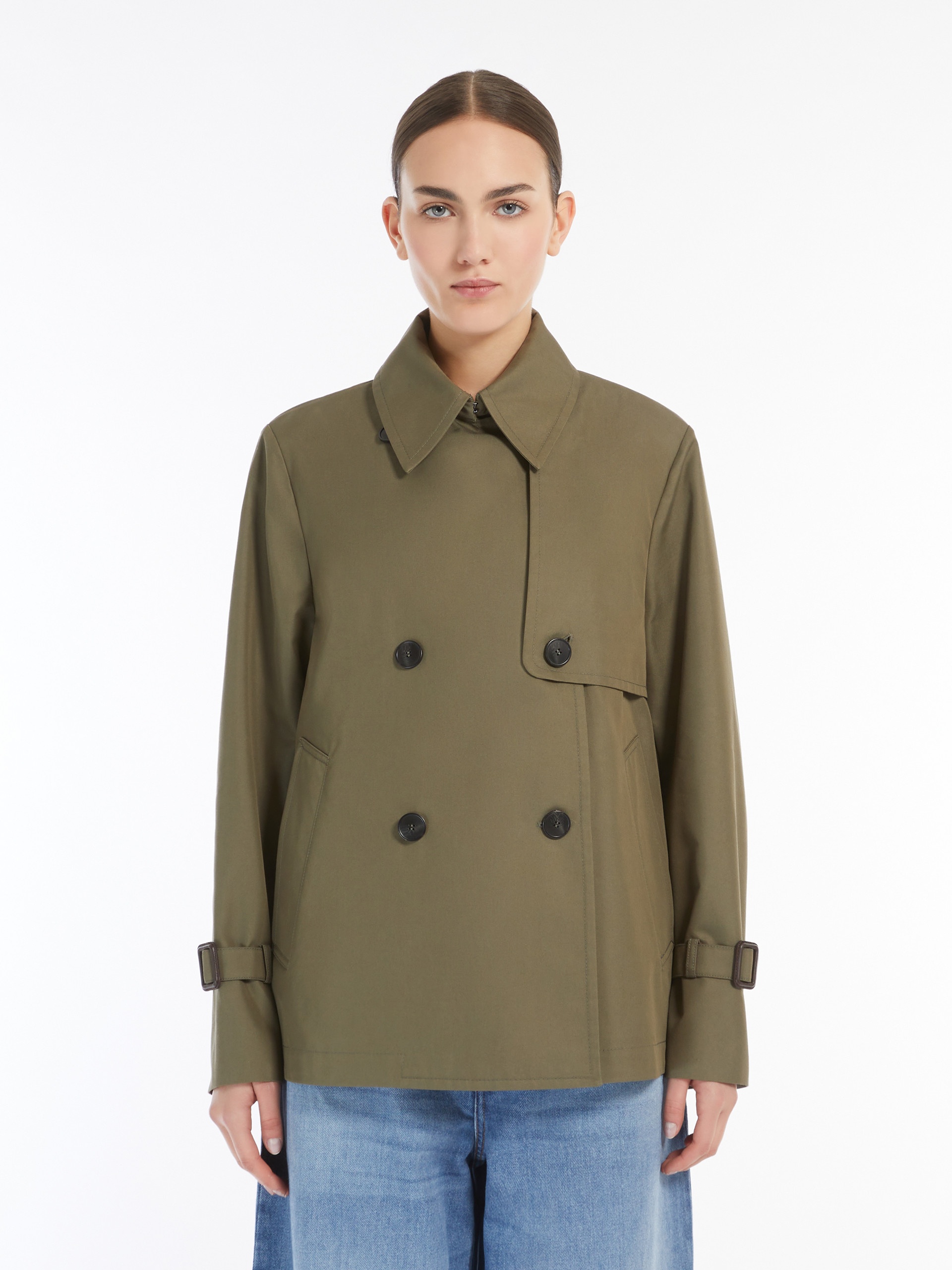 BIGLIA Water-repellent gabardine short trench coat - 3