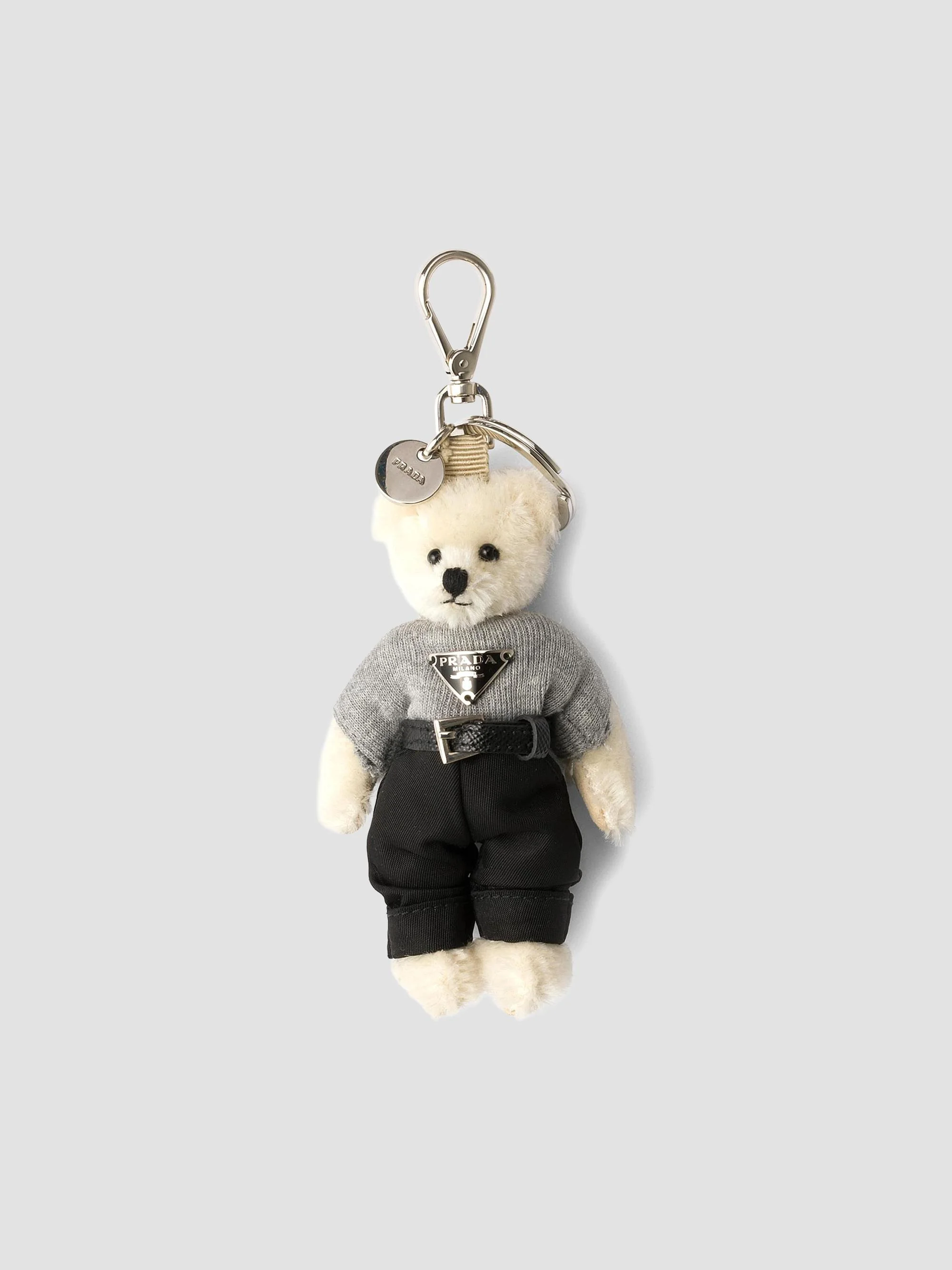 Women's Teddy Bag Charm with Metal Ring - White - 1
