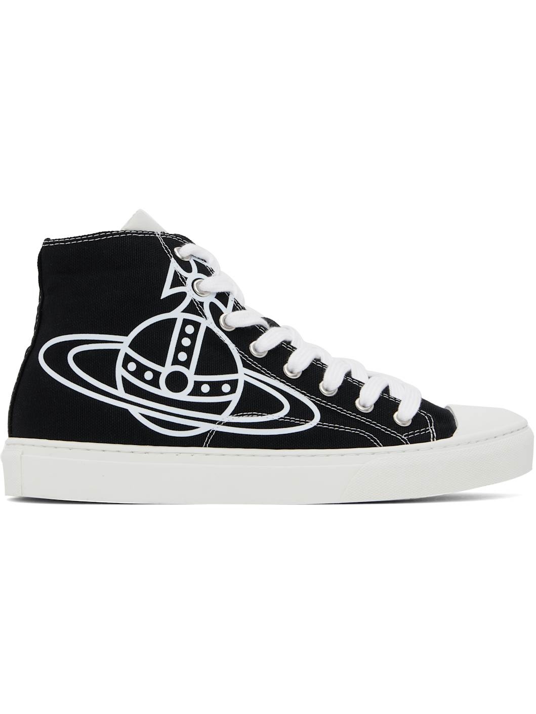 Black High-Top Canvas Plimsoll Sneakers - 1