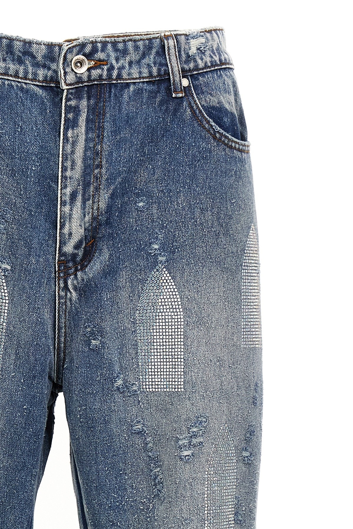 'Rhinestone Washed Denim' jeans - 3