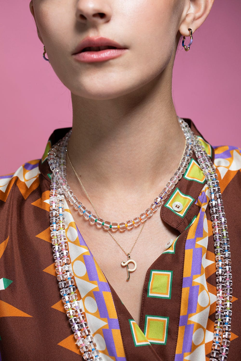 A-Z Multicolor Enamel Necklace - 6