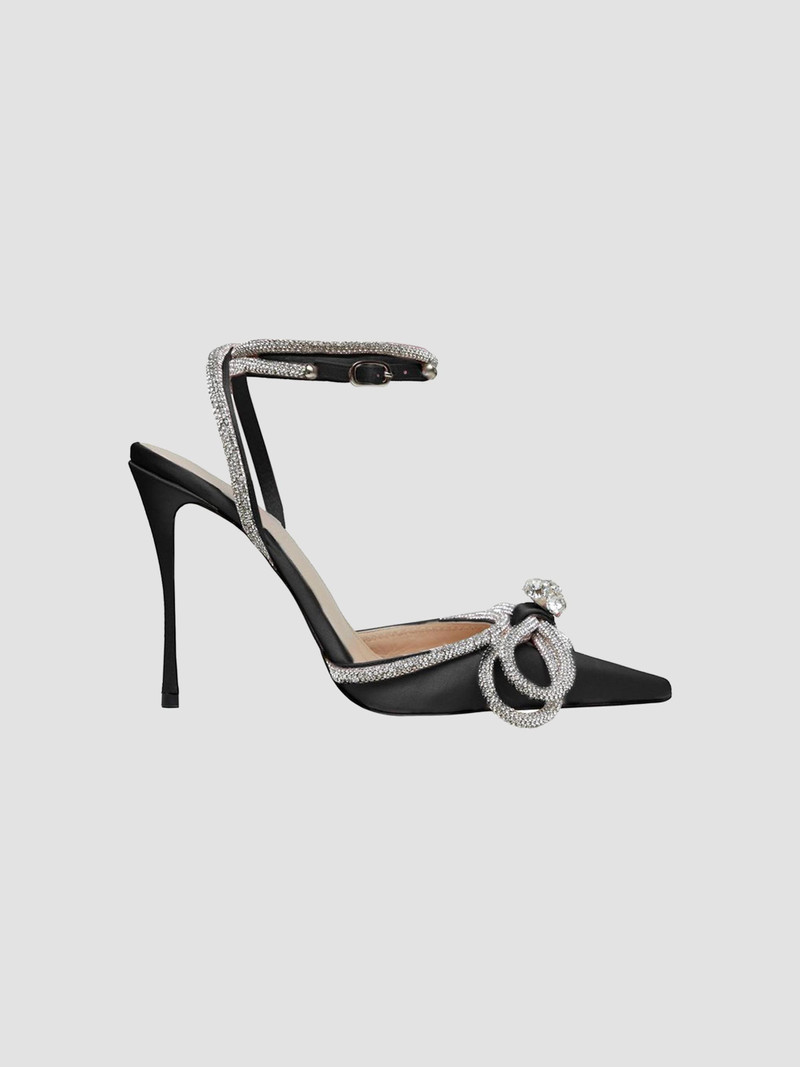 Double Bow crystal-embellished silk-satin point-toe pumps 1