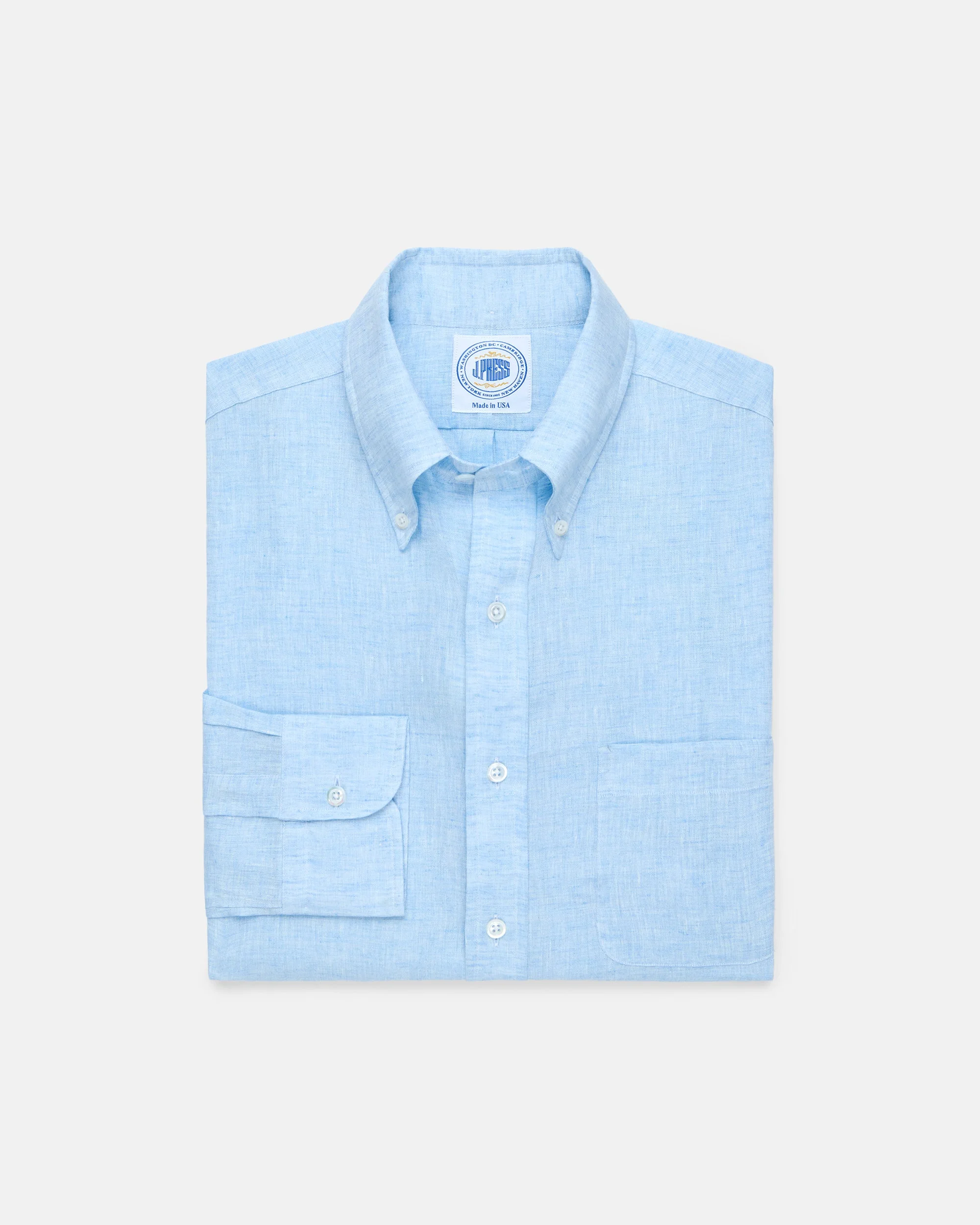 MADE-IN-USA THOMAS MASON LIGHT BLUE LINEN SHIRT - 1