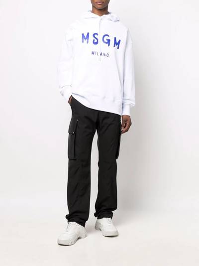 MSGM logo-print cotton hoodie outlook