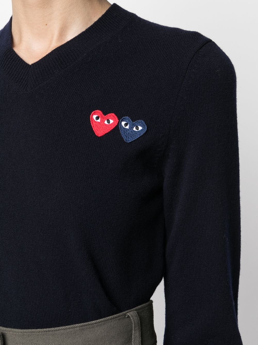 double heart motif jumper - 5