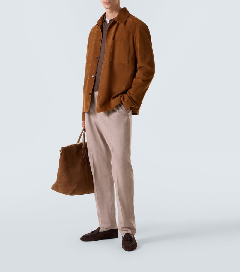 RUBINACCI Marphy Tasselled Leather-Trimmed Suede Loafers Brown outlook