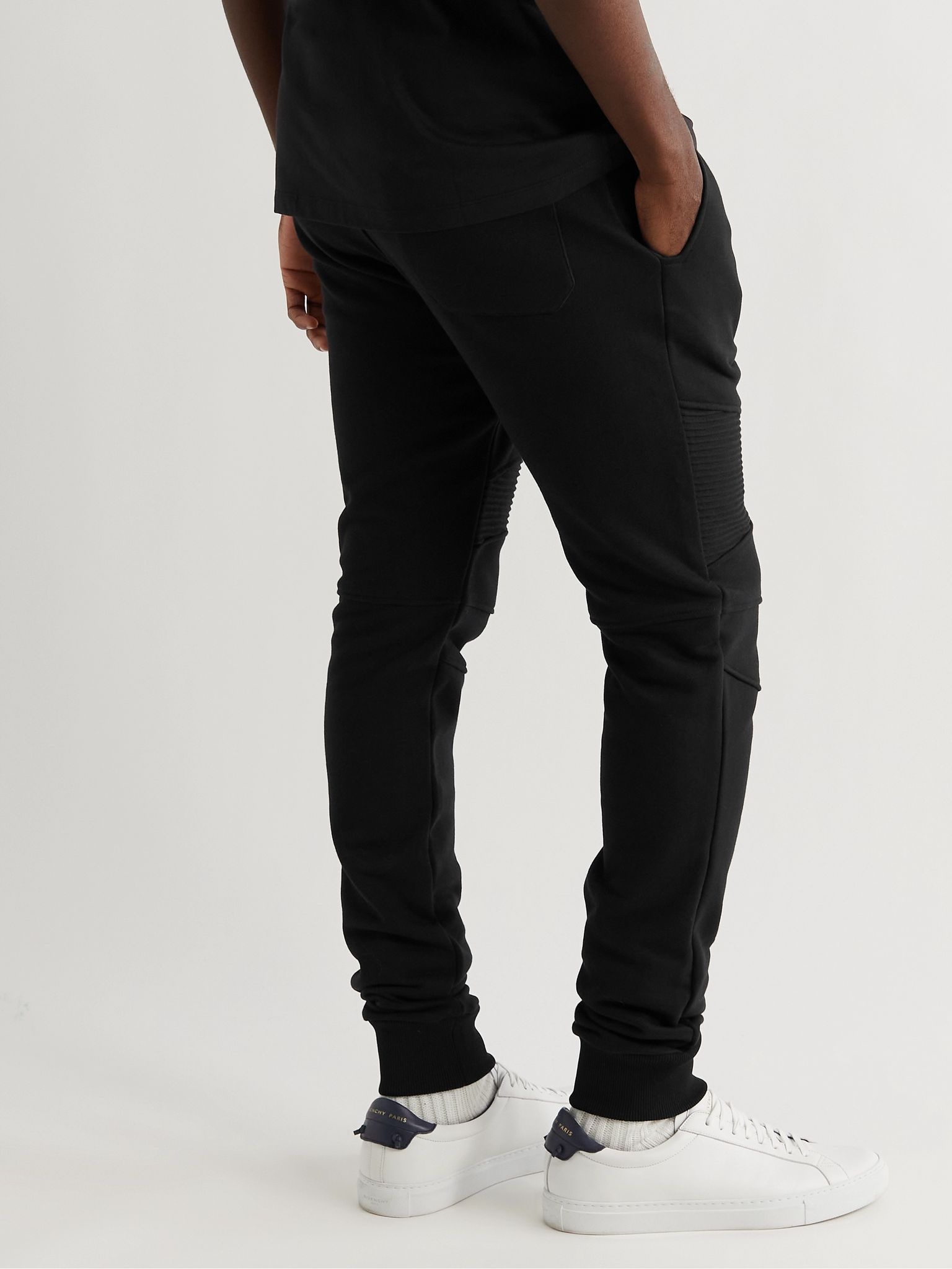 Slim-Fit Tapered Panelled Cotton-Jersey Sweatpants - 4