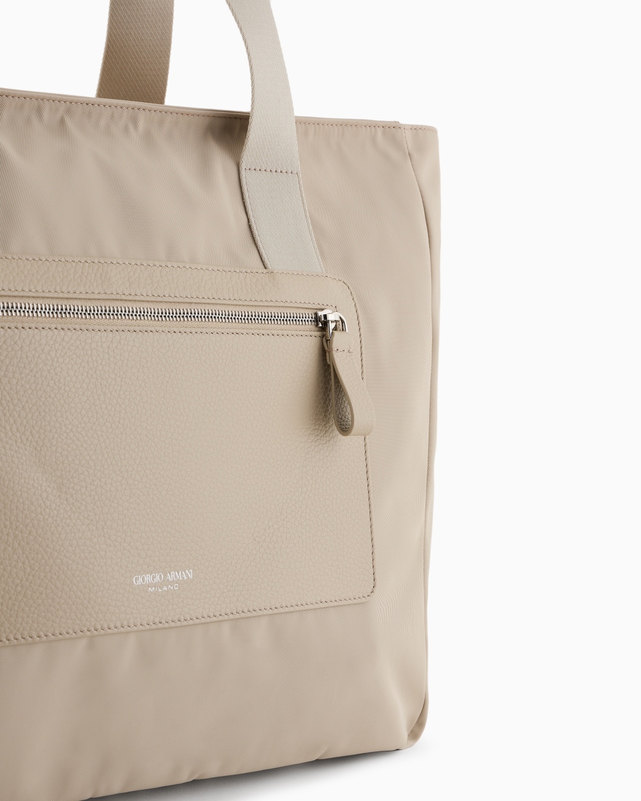 MEDIUM SHOPPER BAG IN NYLON AND PEBBLED LEATHER - 5