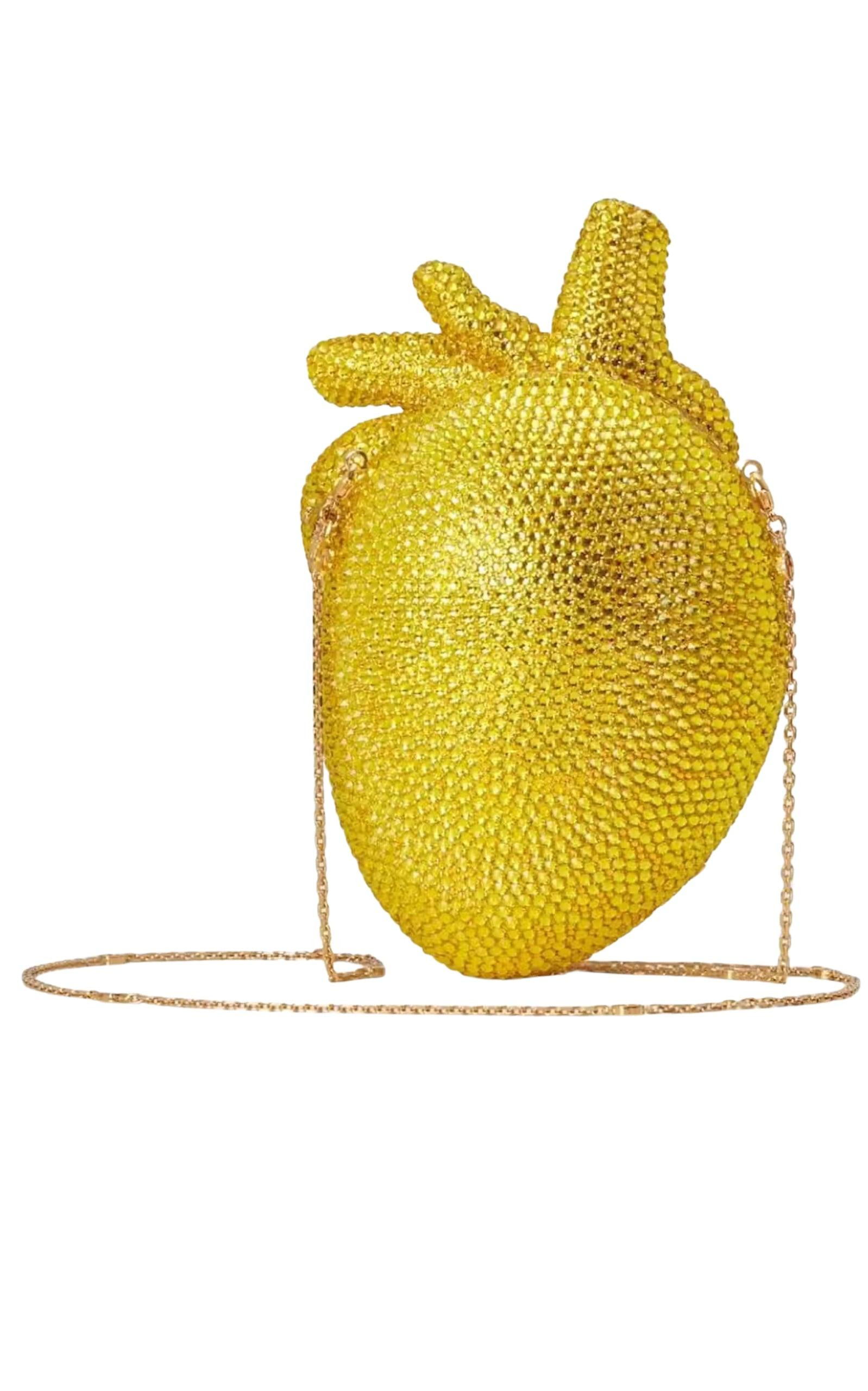 Gold Broadway Heart Crystal-Embellished Clutch Bag - 7