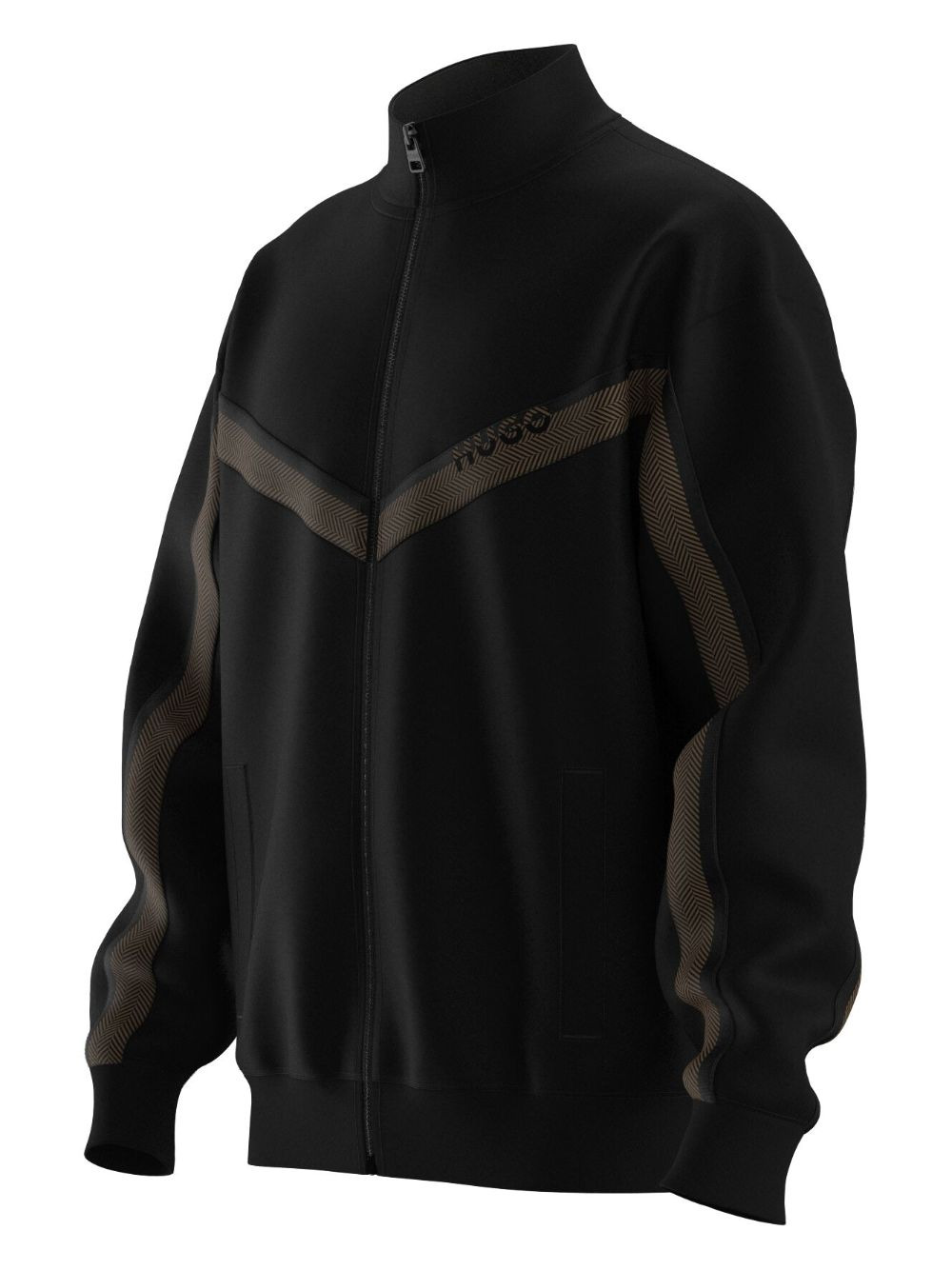 chevron-panel zip-up sweatshirt - 3