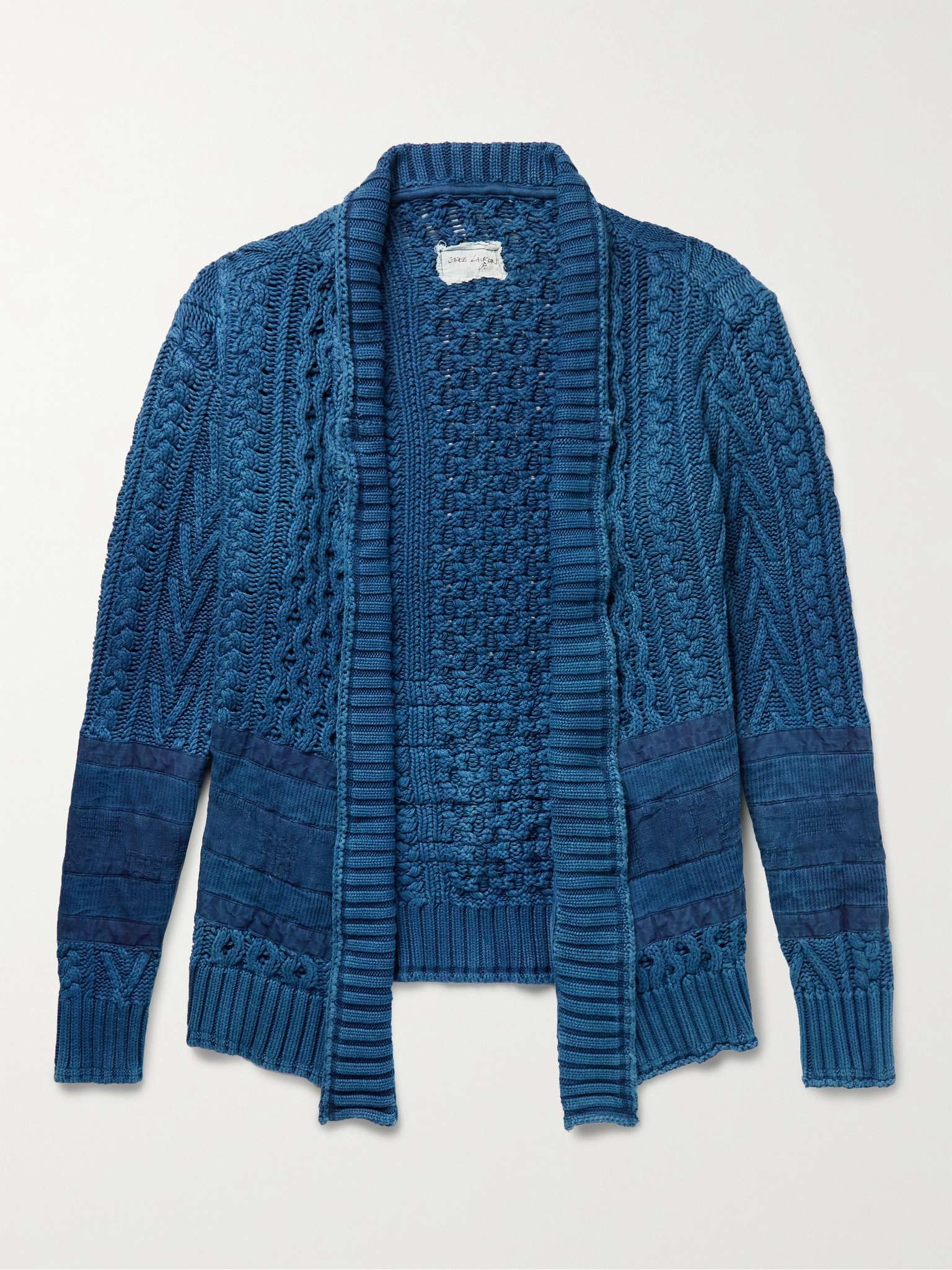 Panelled Distressed Cable-Knit Cotton Cardigan - 1