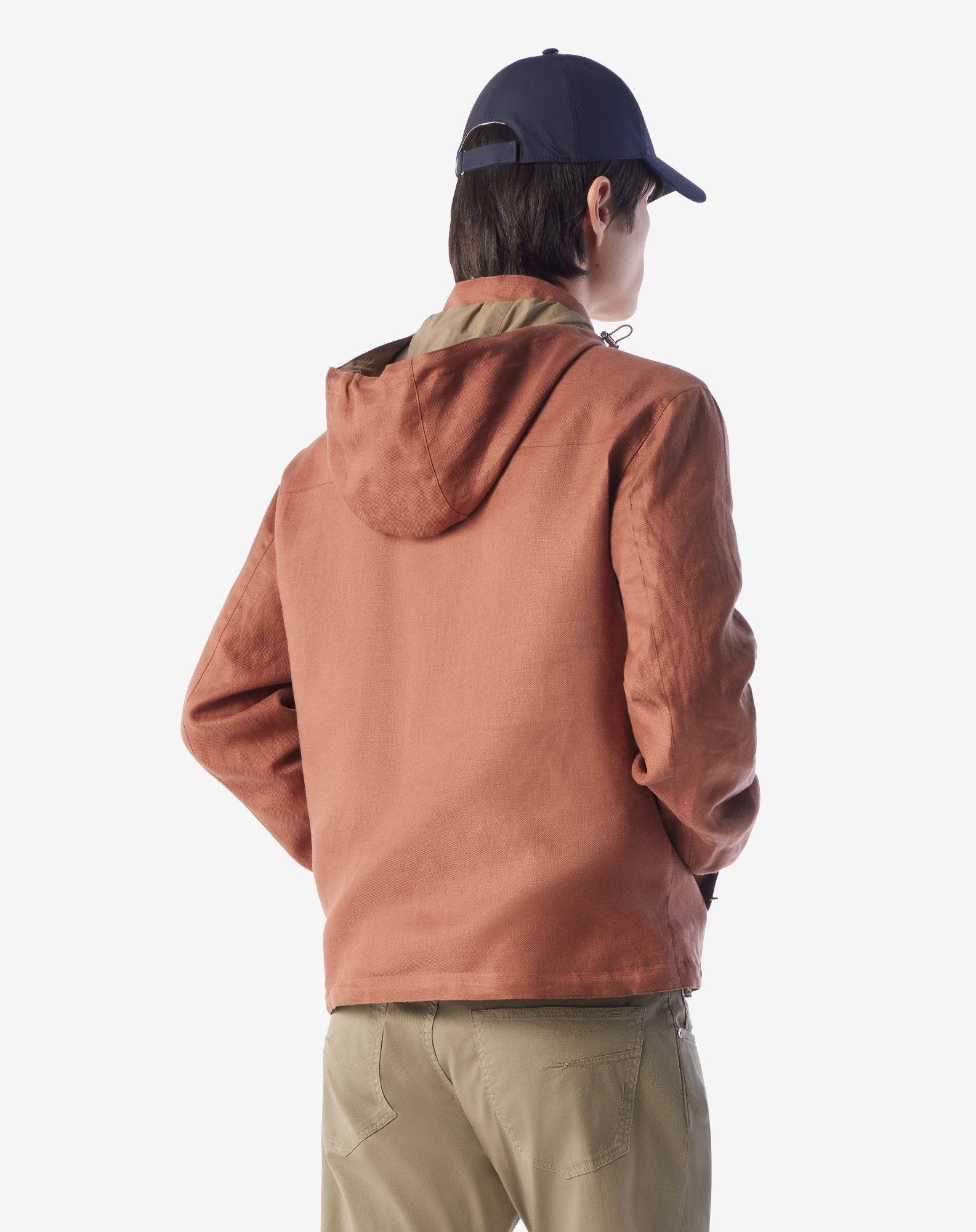 Reversible Linen Jacket in Rust Brown - 3