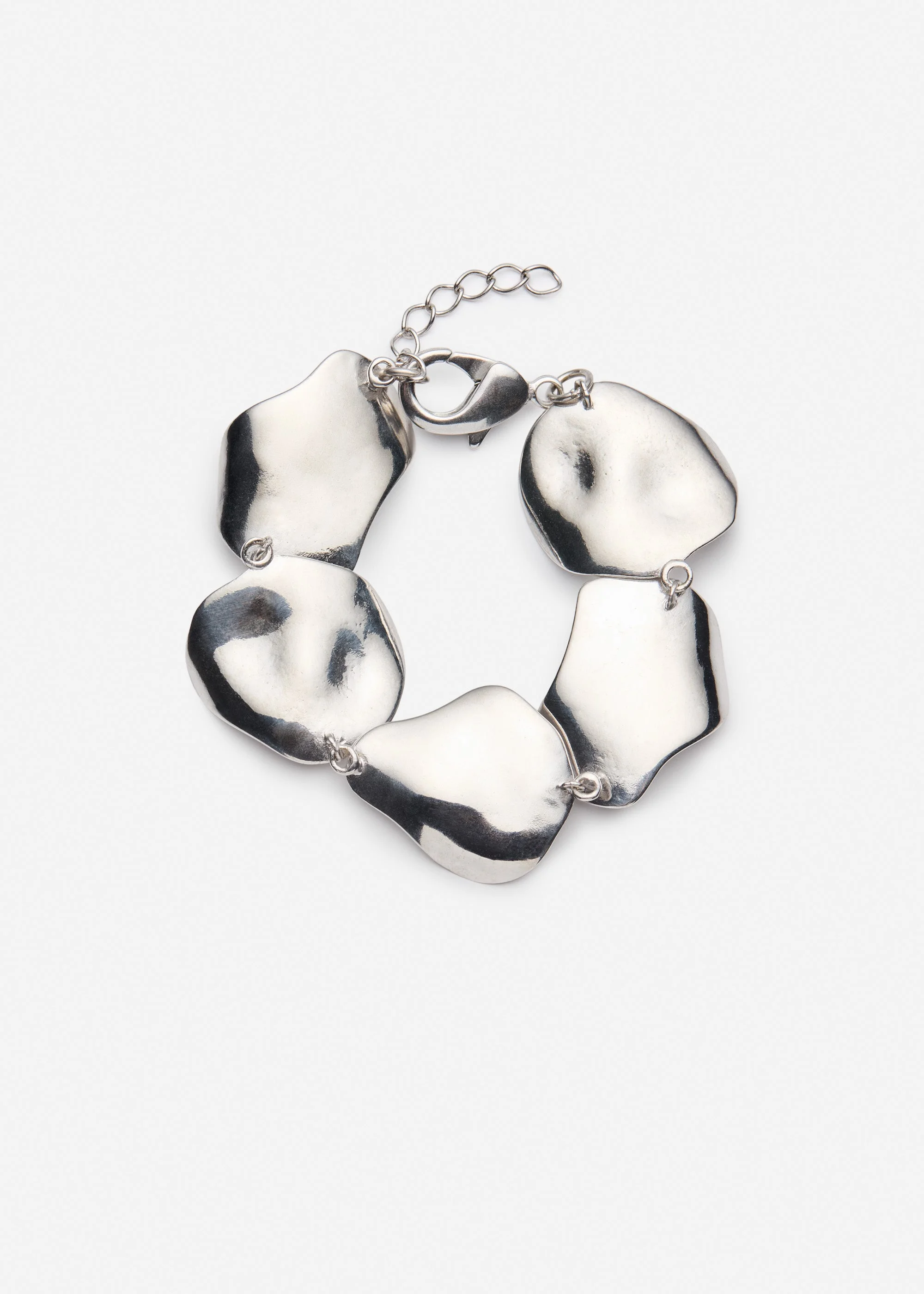 Sculpted petals link bracelet in silver - 1