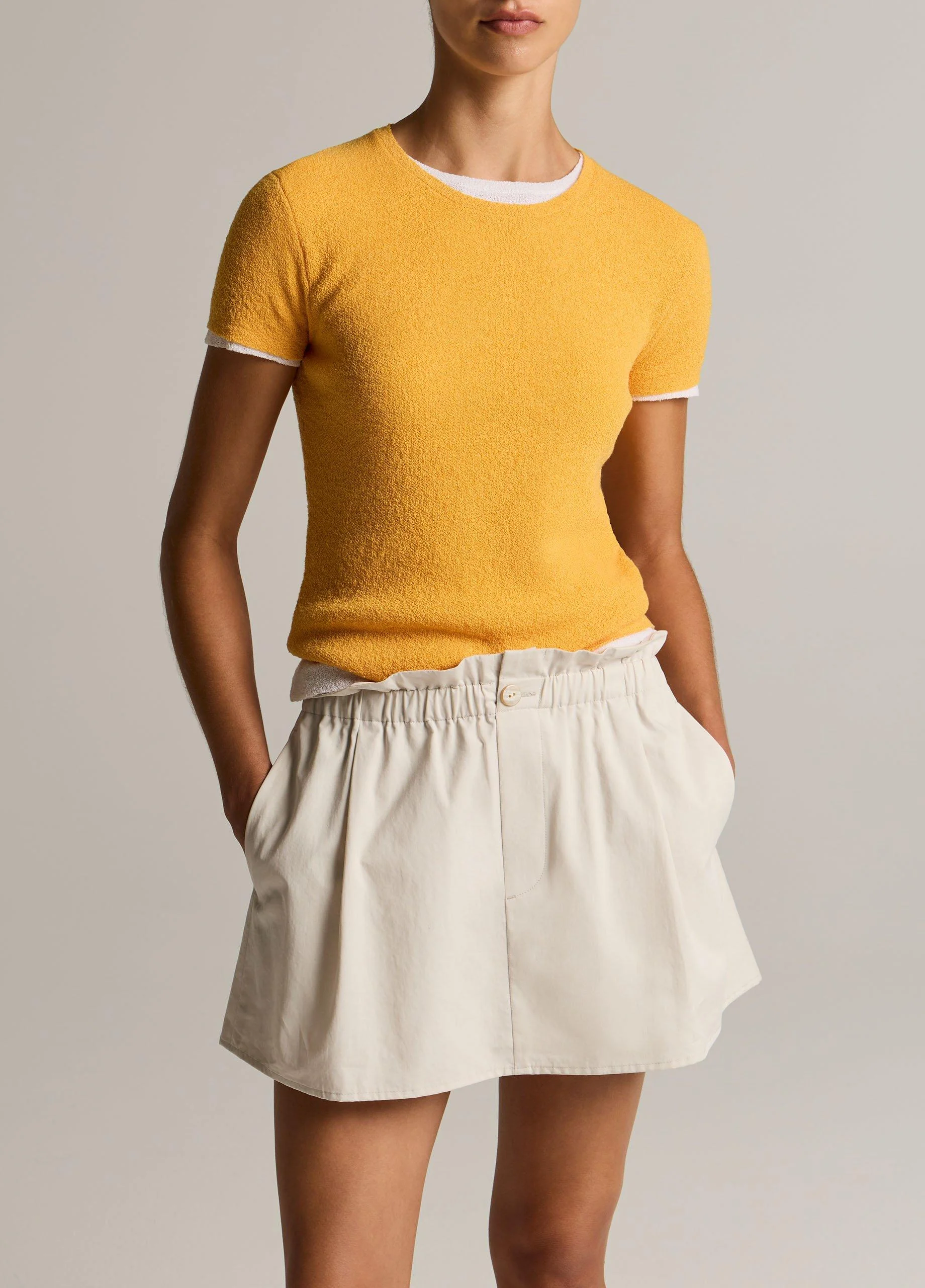 Textured Italian Wool & Cotton-Blend Short-Sleeve Sweater - 1