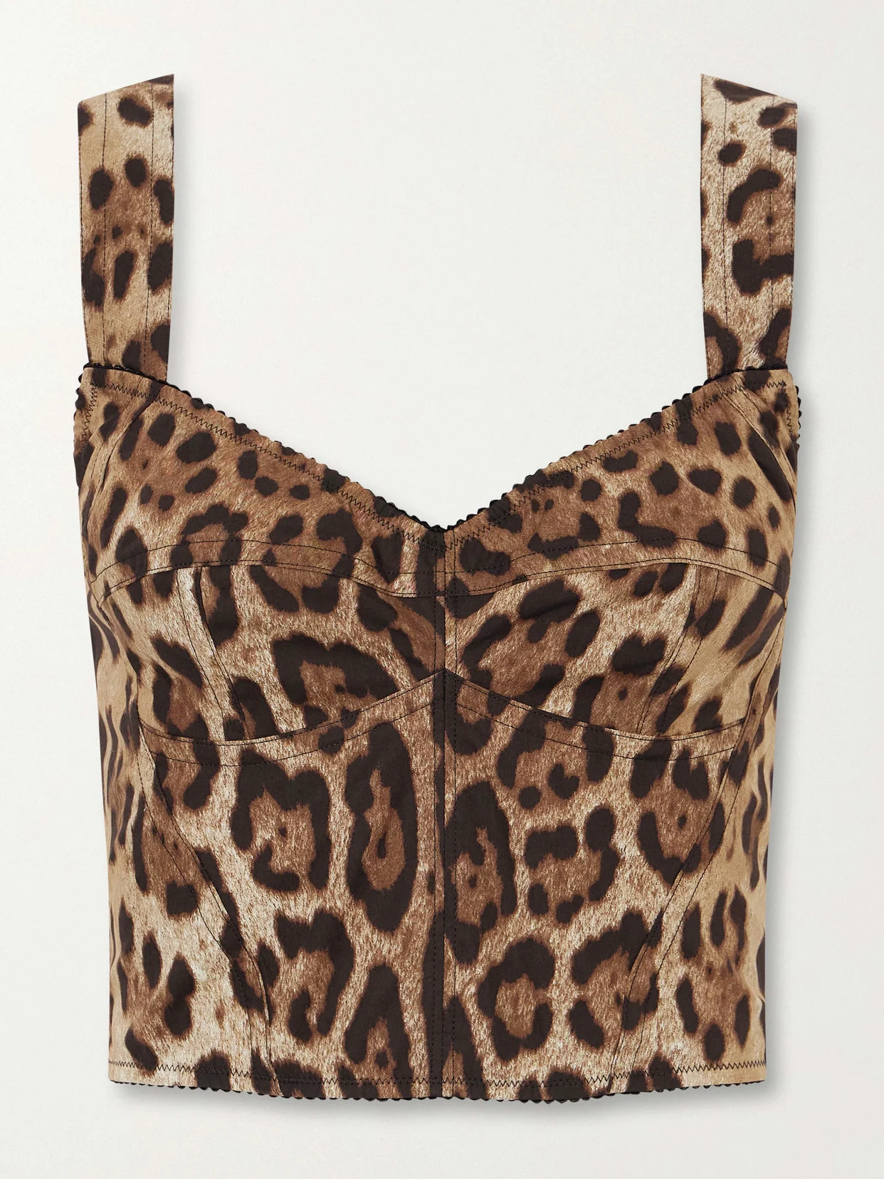 Cropped Leopard-print Stretch-canvas Bustier Top - 1