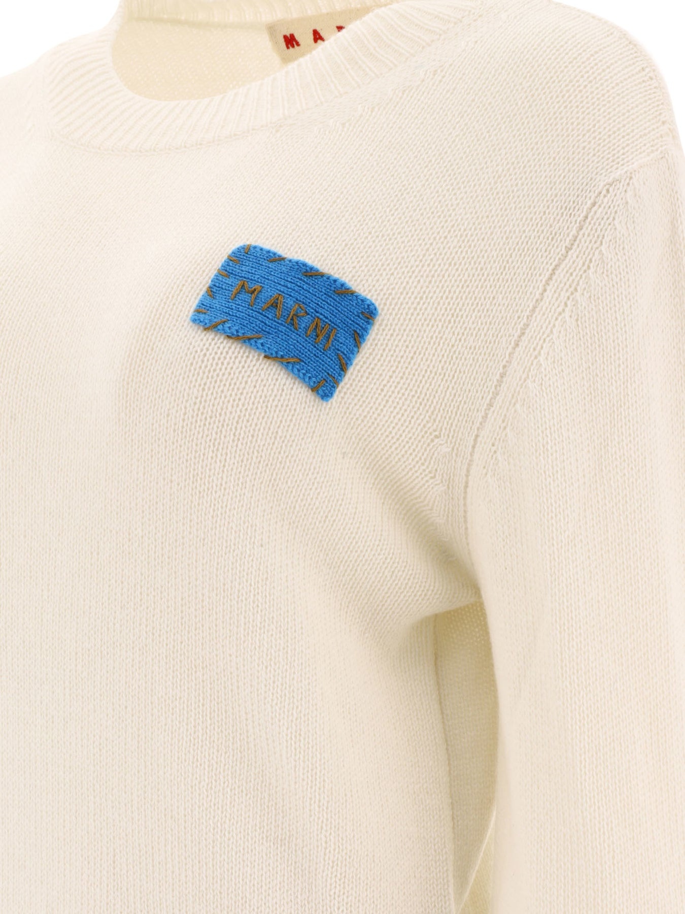 Cashmere Sweater With Patch Knitwear White - 4