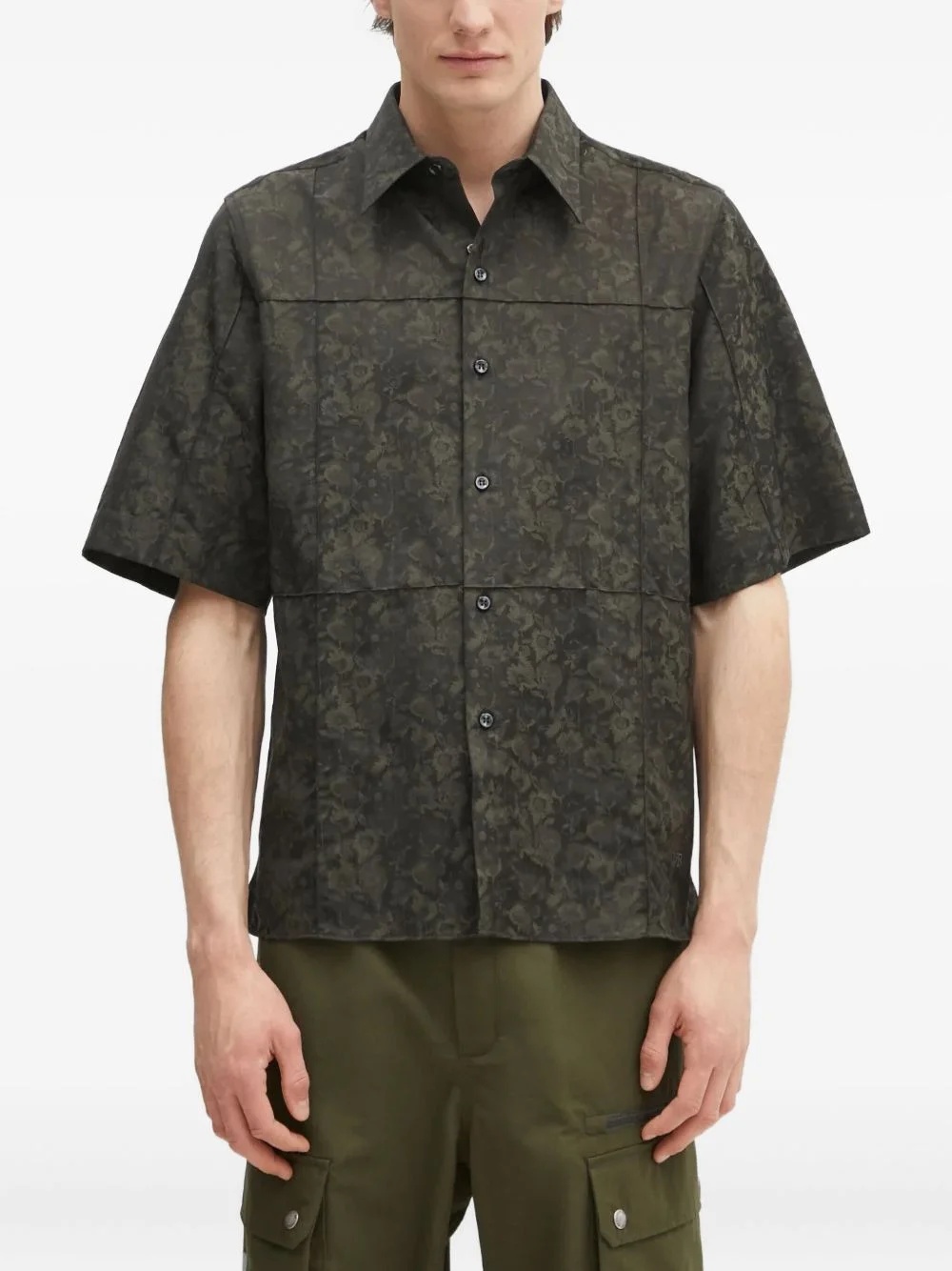 floral-print panelled shirt - 1