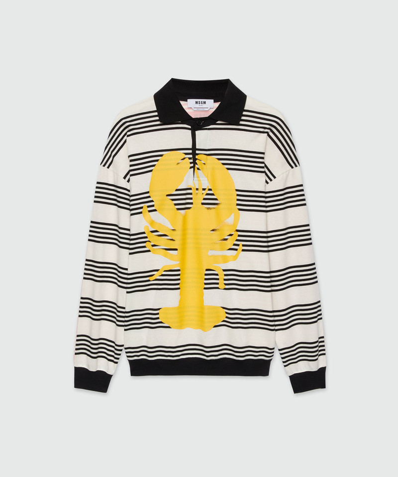 Striped and printed jersey polo shirt 1