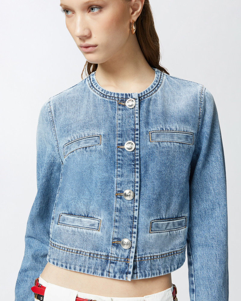 SHORT DENIM 재킷과 단추 5