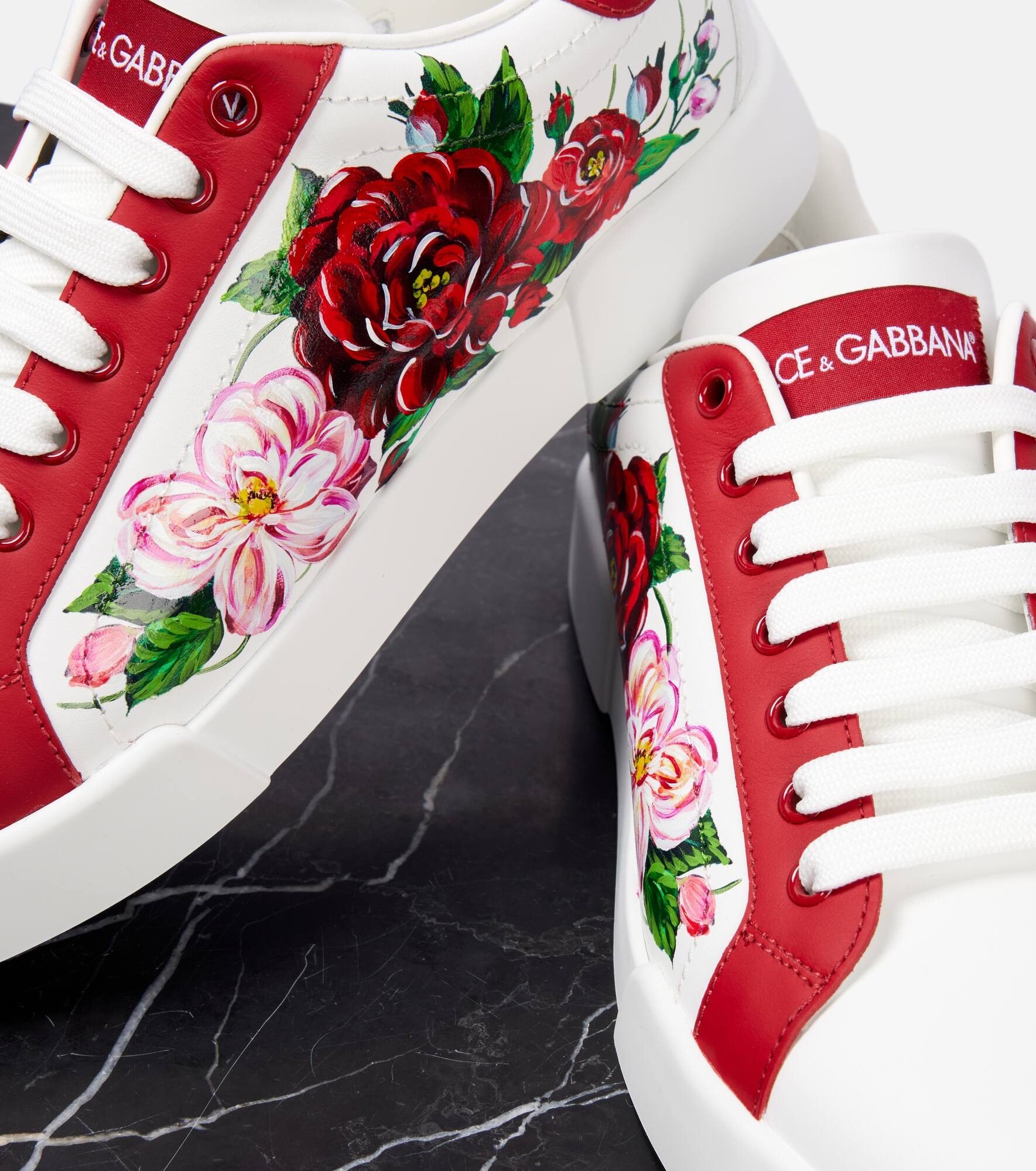 Floral leather sneakers - 5