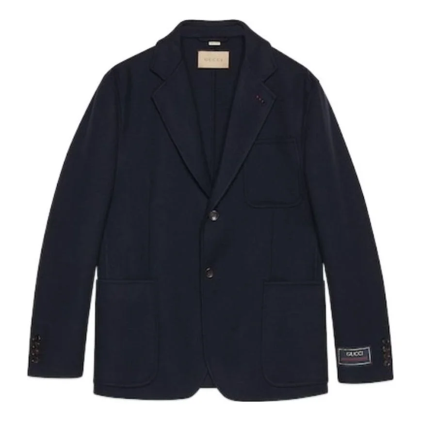 Gucci Lightweight Wool Jacket With Web Label 'Dark Blue' 770082-ZAKE3-4440 - 1