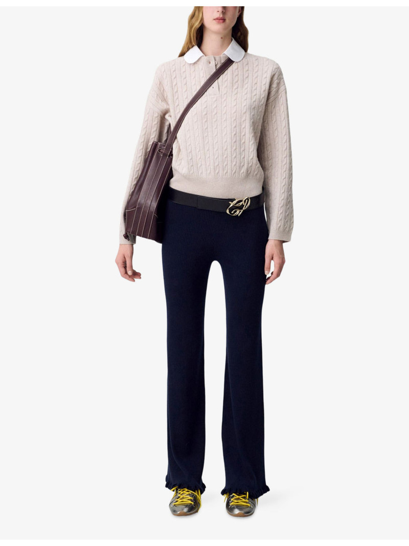 Claudie Pierlot Peter Pan-Collar Cable-Knit Wool and Cashmere Jumper outlook