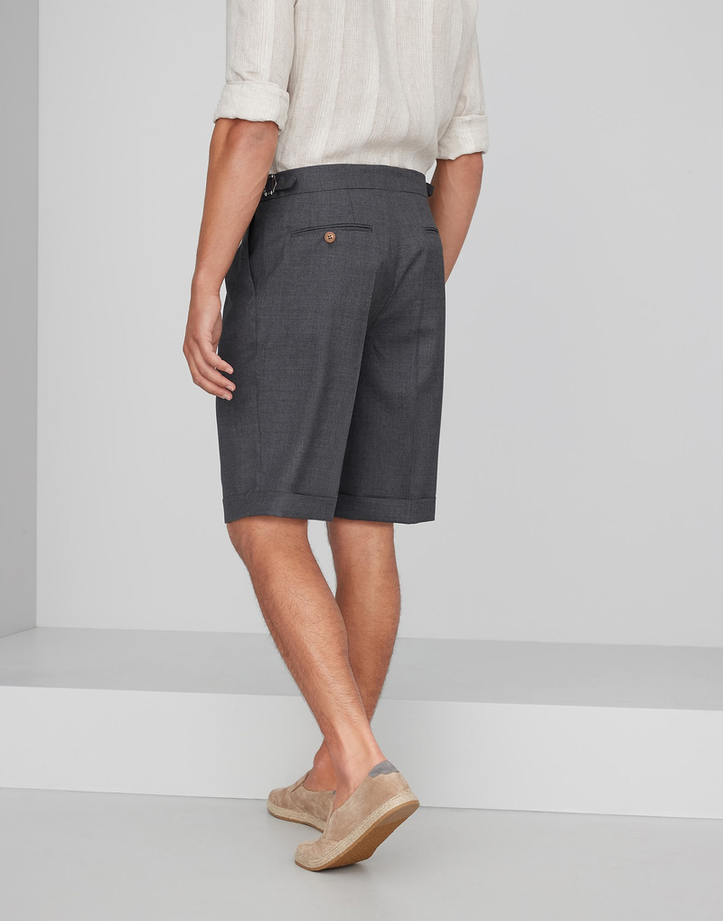 Brunello Cucinelli Virgin wool fresco Bermuda shorts with double pleats and waist tabs outlook