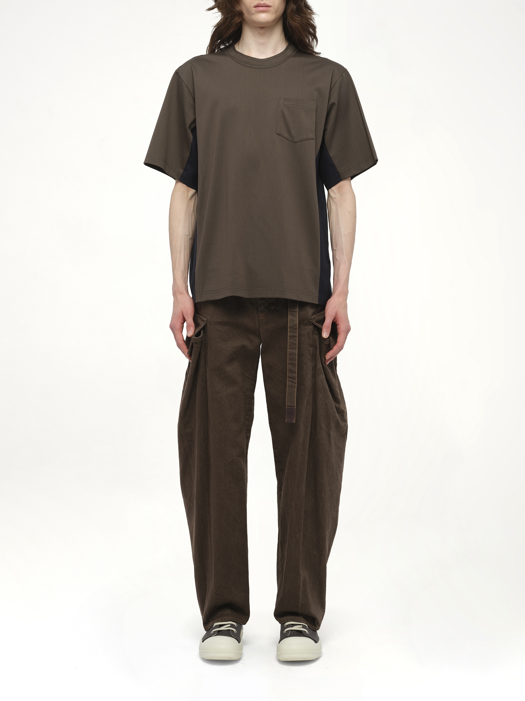 Suiting x Cotton Jersey T-Shirt in Khaki/Navy - 7