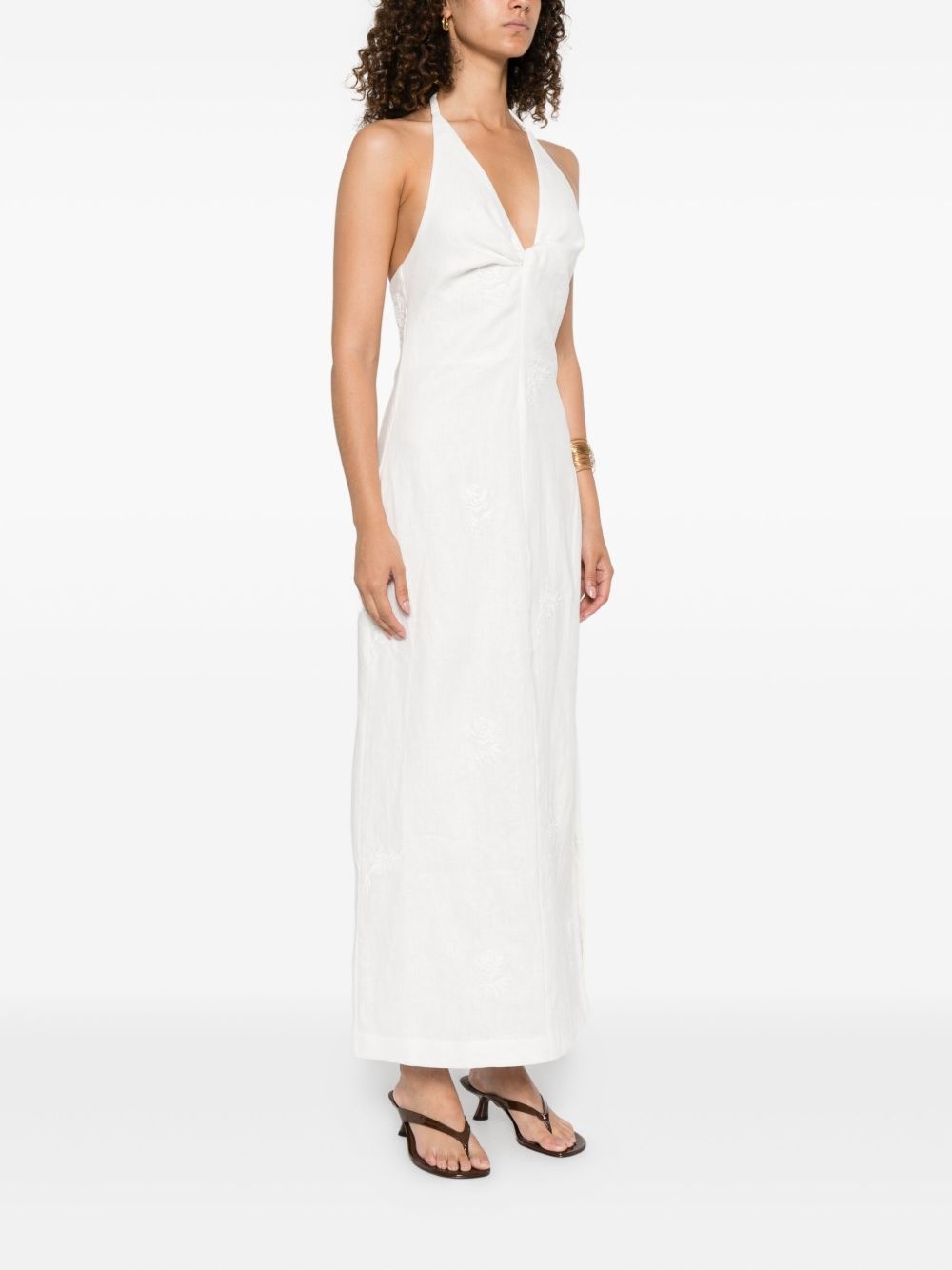 halterneck embroidered dress - 3
