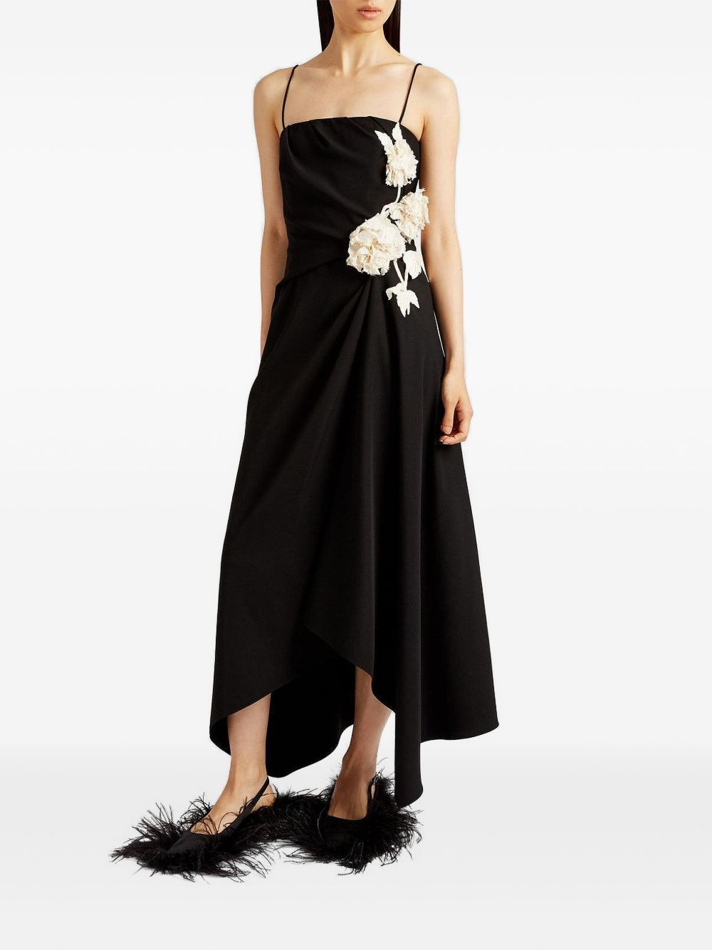 floral-embellished draped maxi dress - 2