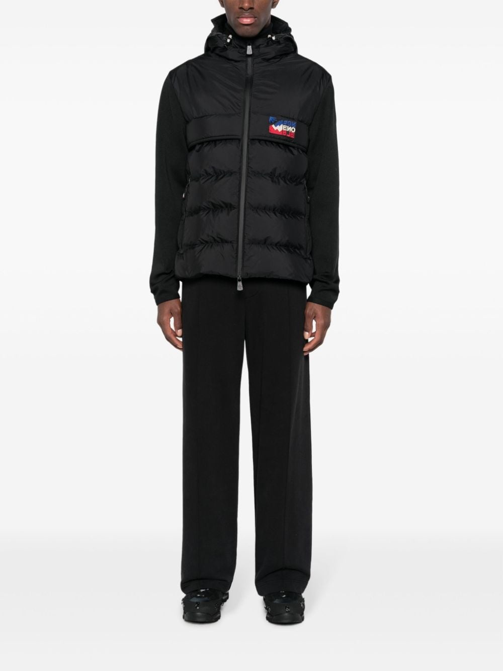 quilted-panel hooded cardigan - 2