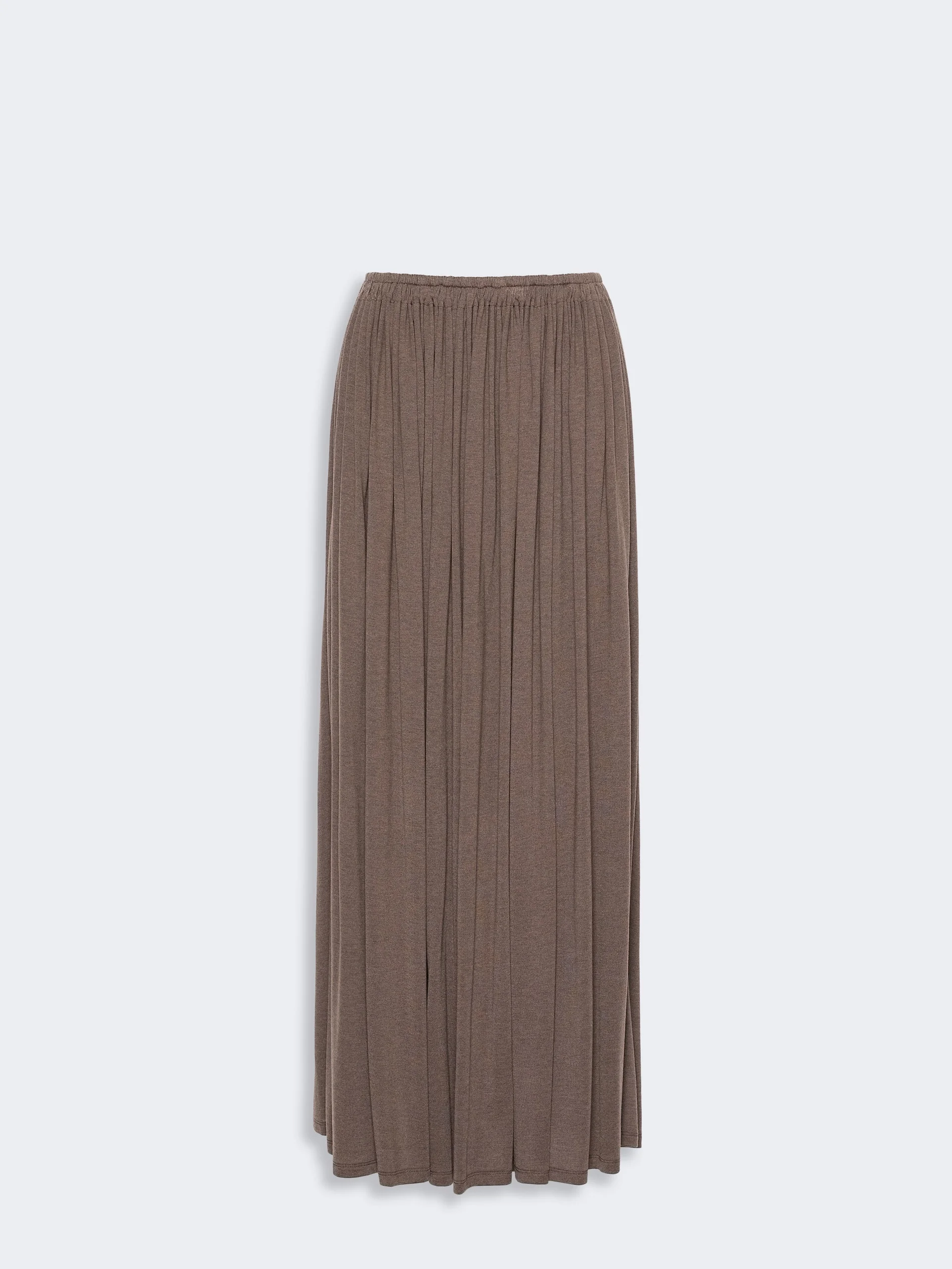LIVREA Long pleated skirt in lightweight jersey - MUD - 1