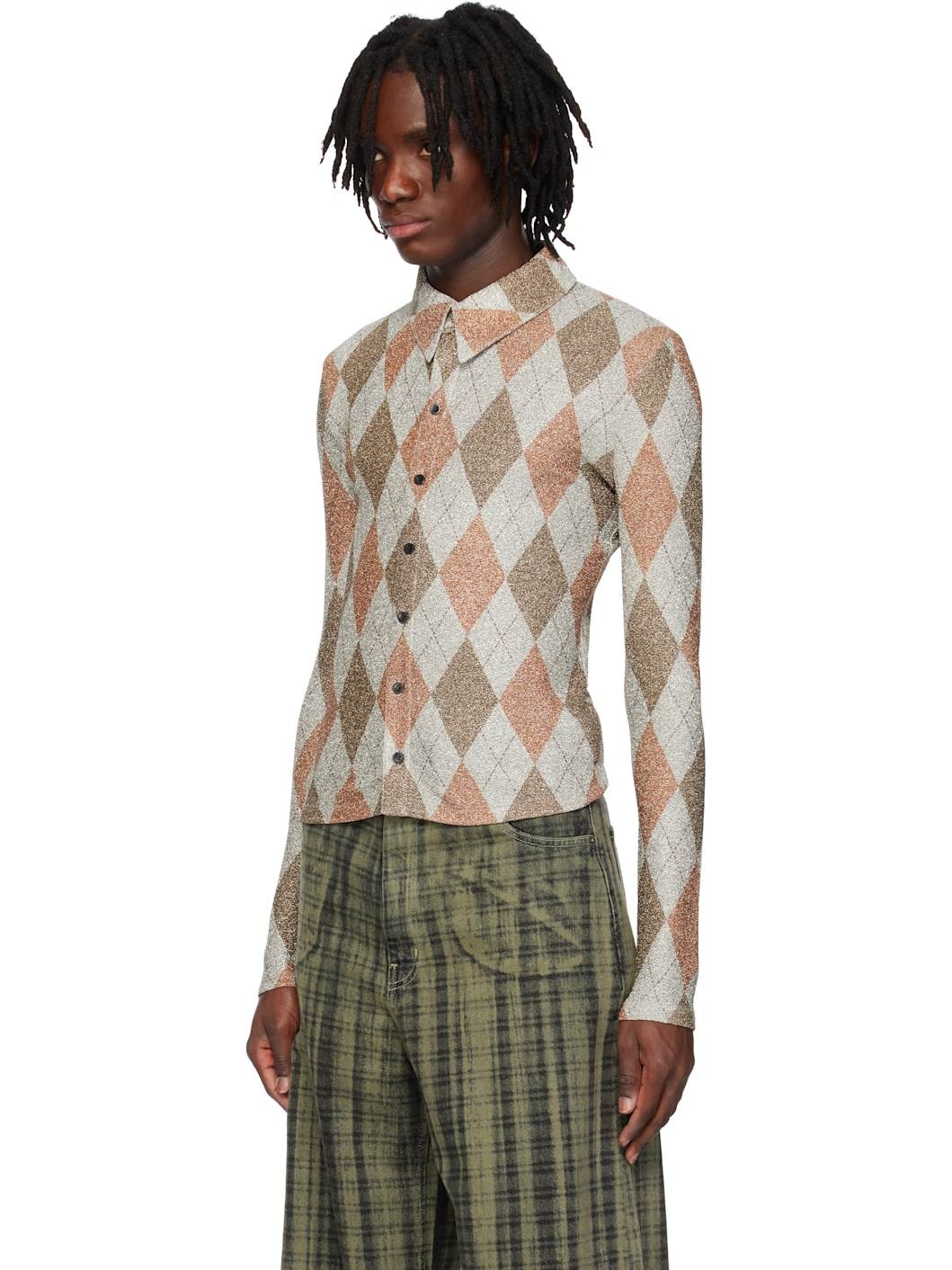 Gray & Brown Harry Print Fitted Shirt - 4