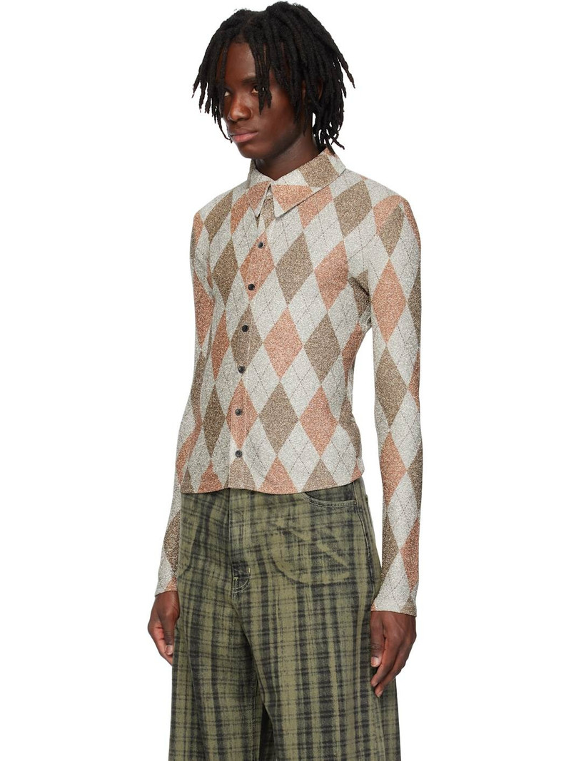 EGONLAB Gray & Brown Harry Print Fitted Shirt outlook