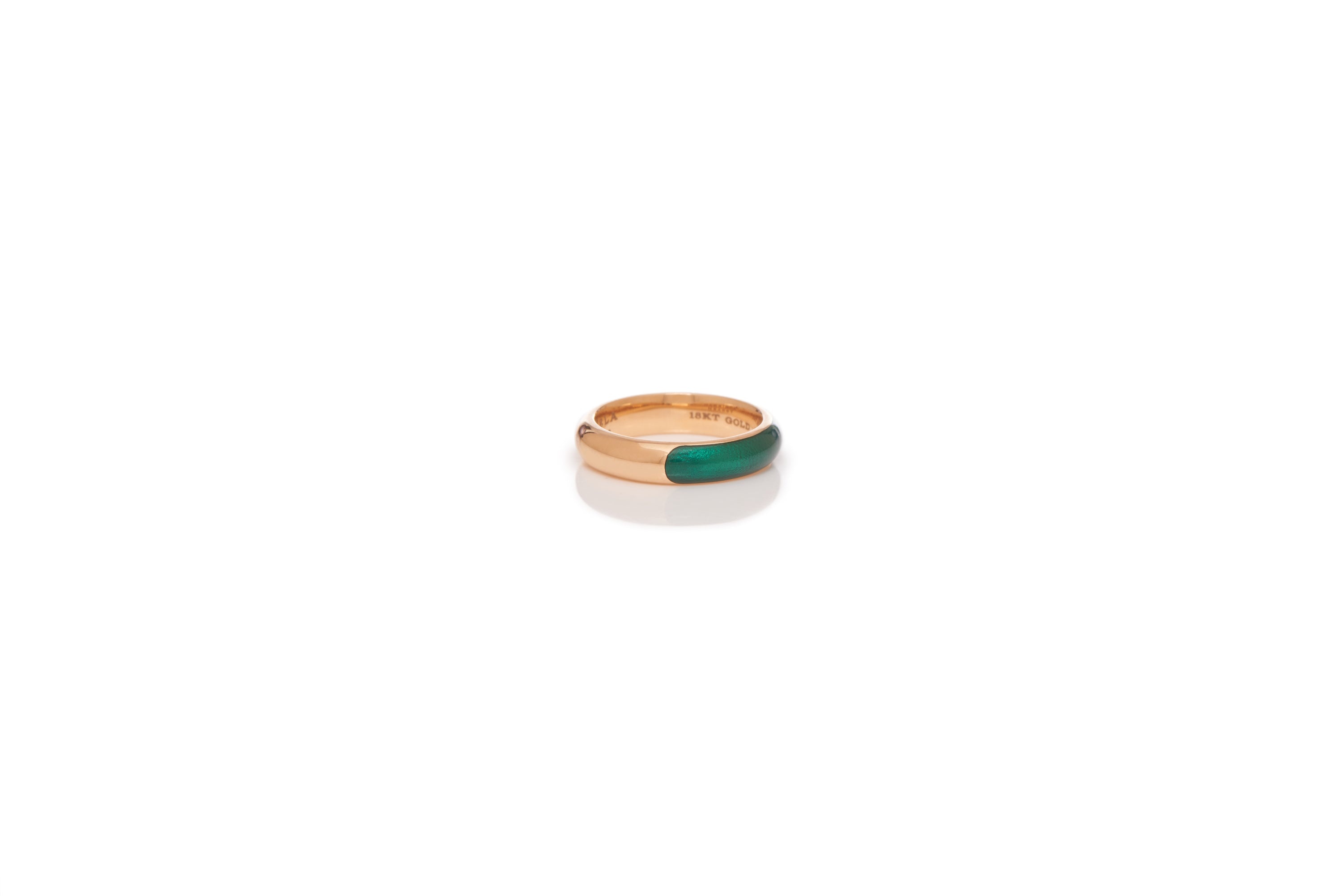 Vitreous Green Enamel & 18K Gold Ring - 2