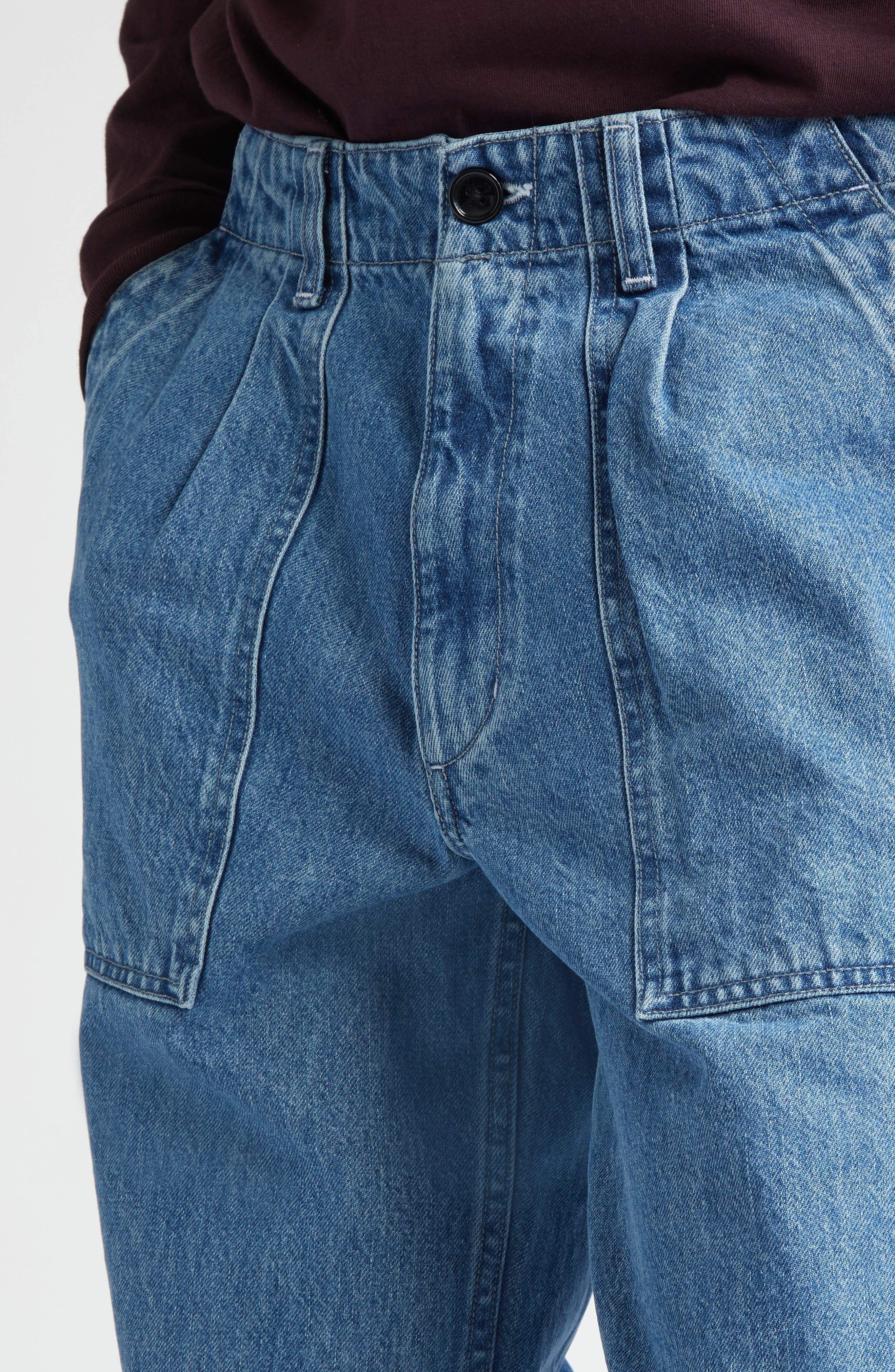 Noah Pleated Denim Fatigue Pants in Indigo at Nordstrom - 5