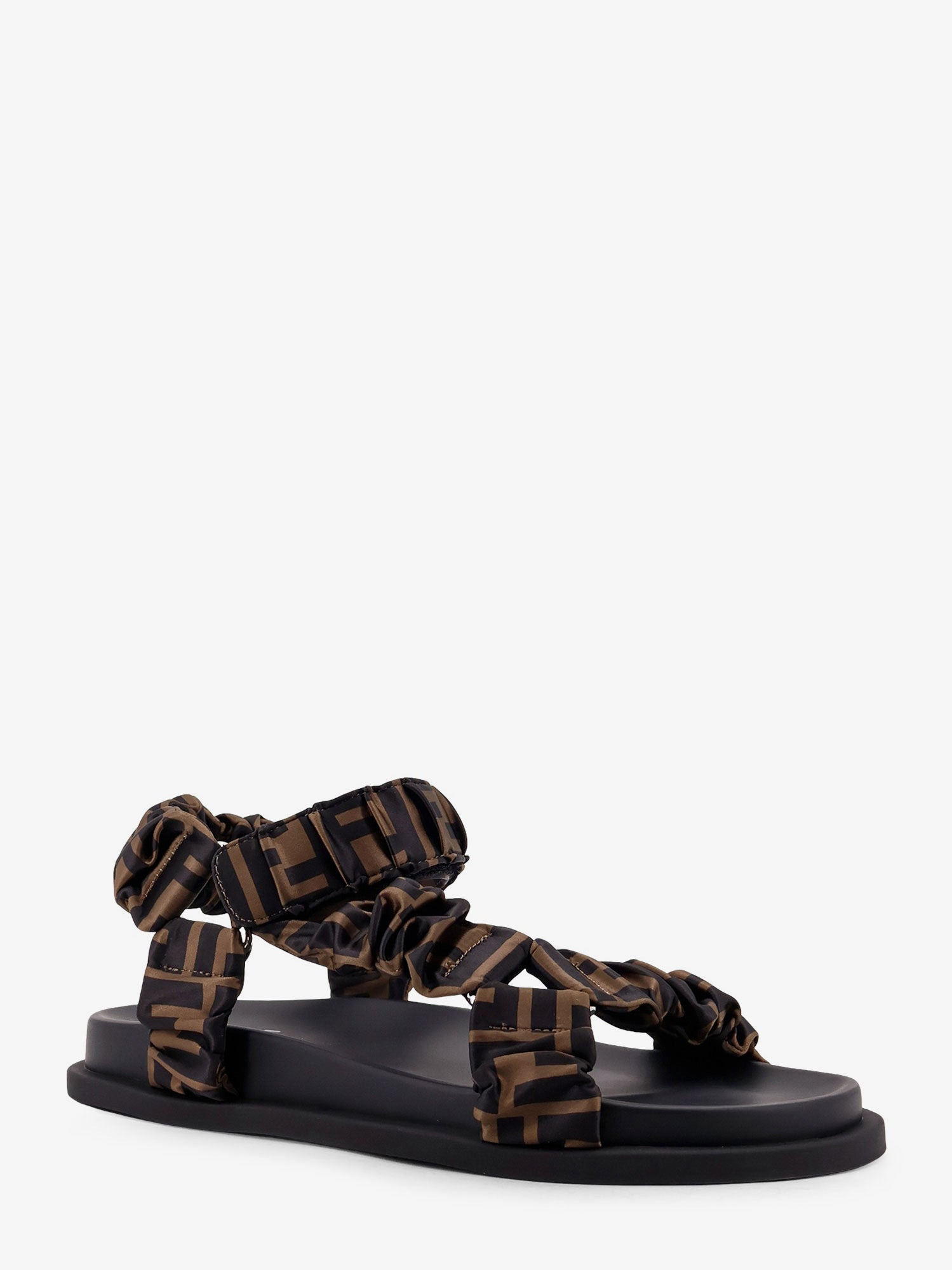 Fendi Feel Elastic Satin Sandals With Ff Motif - 3