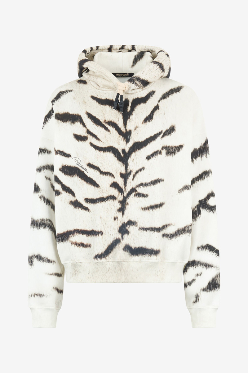 Woman Sweatshirt With White Tigresse OGAT X Roberto Cavalli Print 1