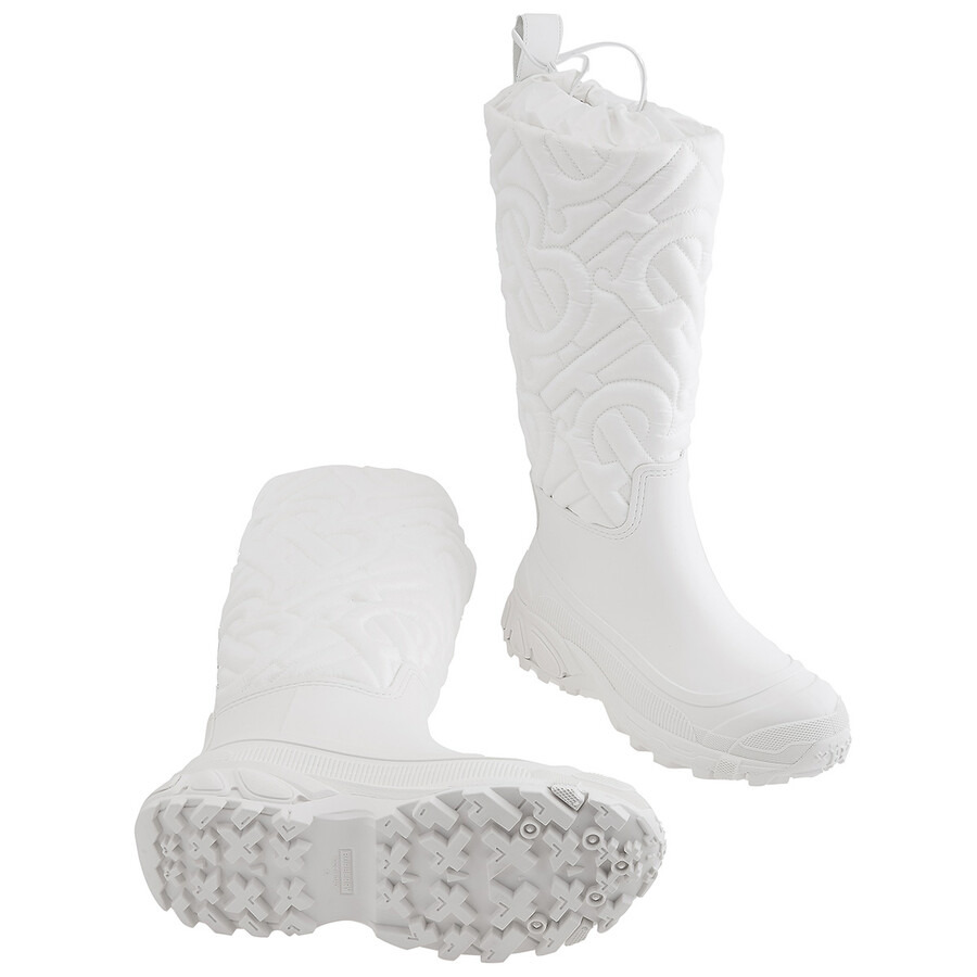 Burberry Optic White Rotherfield Quilted Monogram Rain Boots - 2