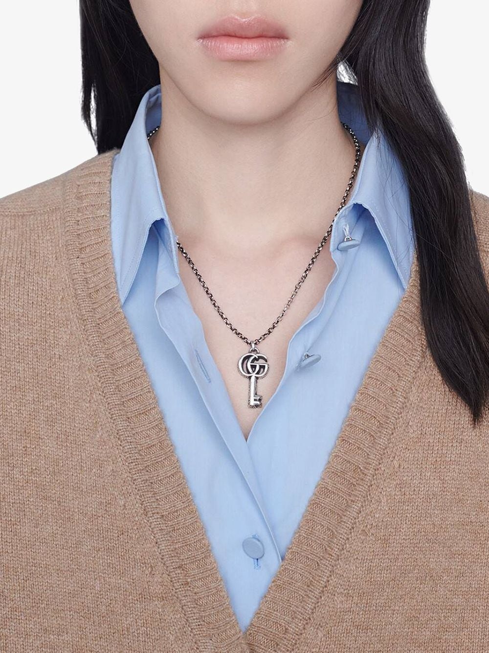 Double G key charm necklace - 3