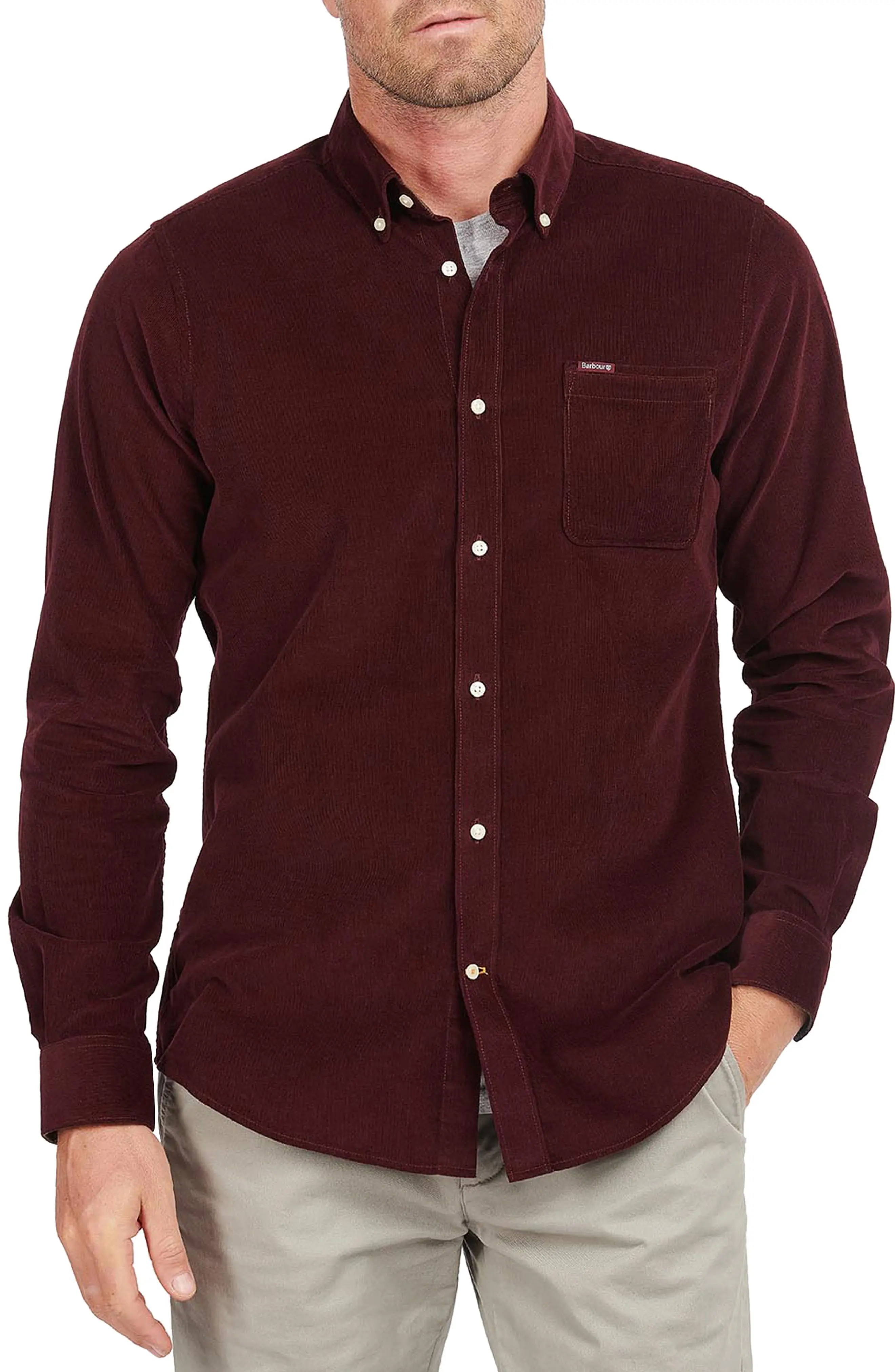 Ramsey Tailored Fit Corduroy Button-Down Shirt - 1