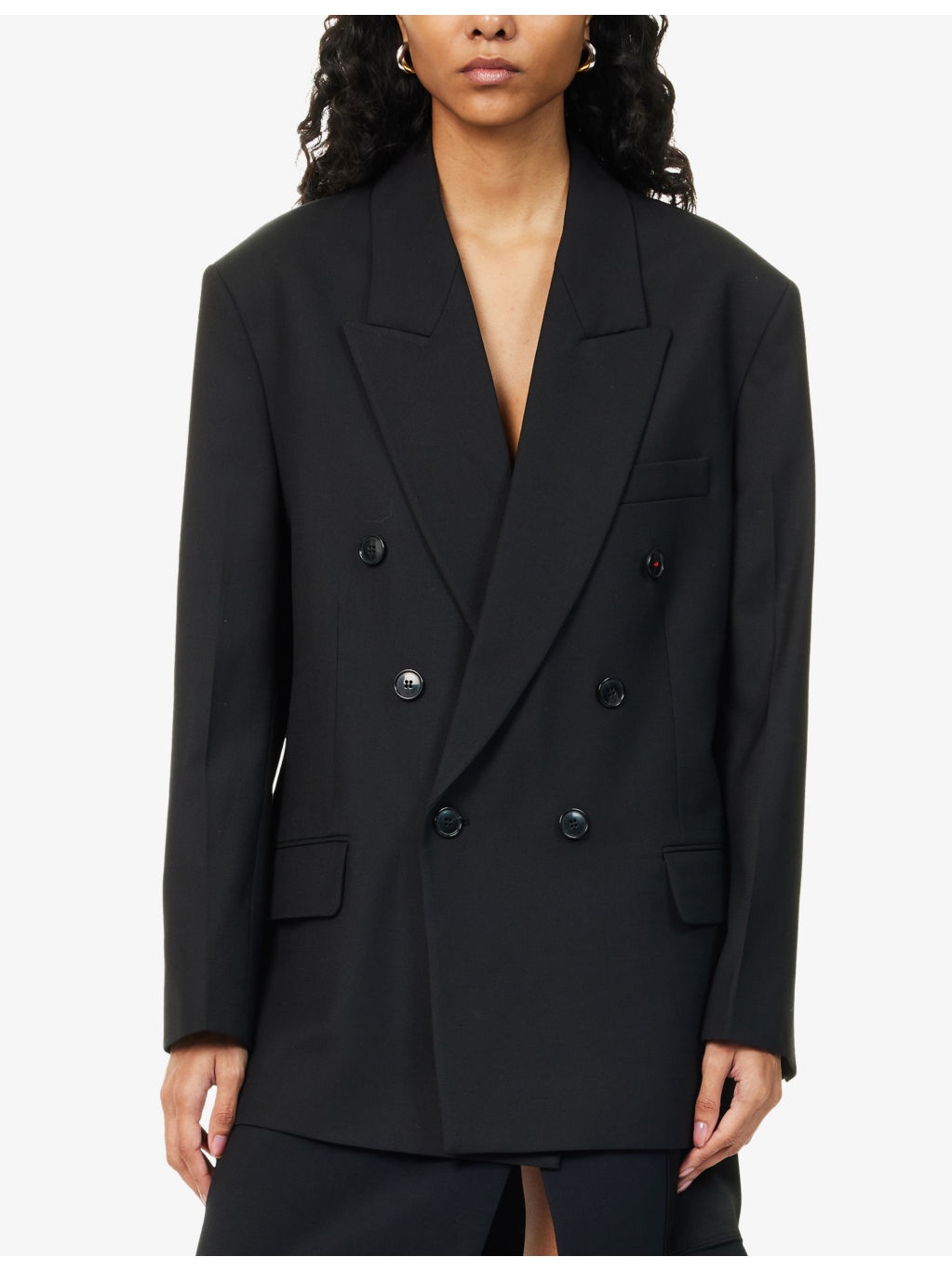 Peak-Lapels Relaxed-Fit Stretch-Woven Blazer - 3