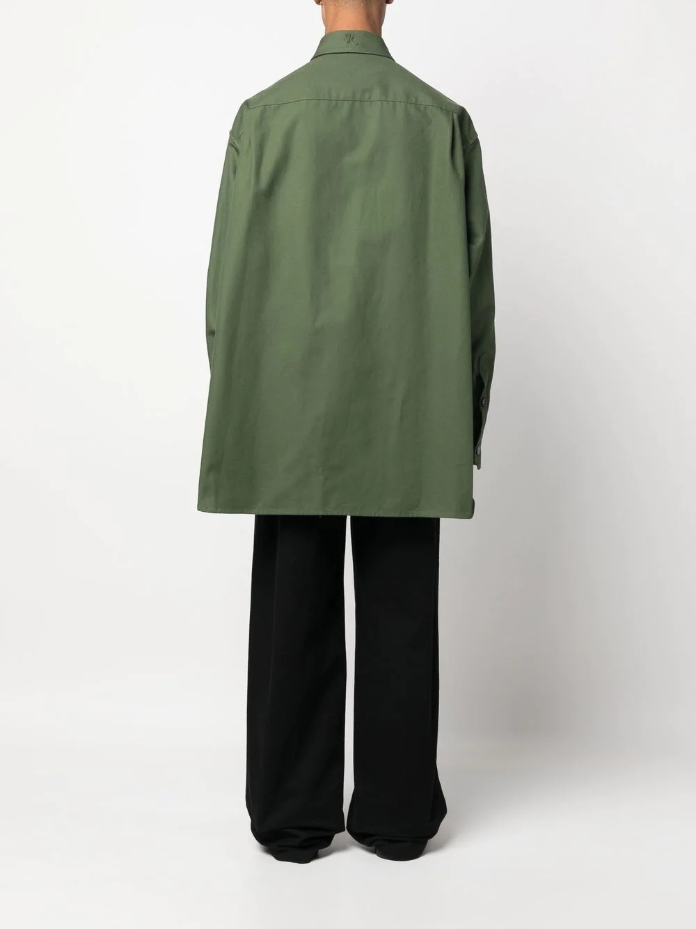 Oversized logo-patch cotton shirt - 4
