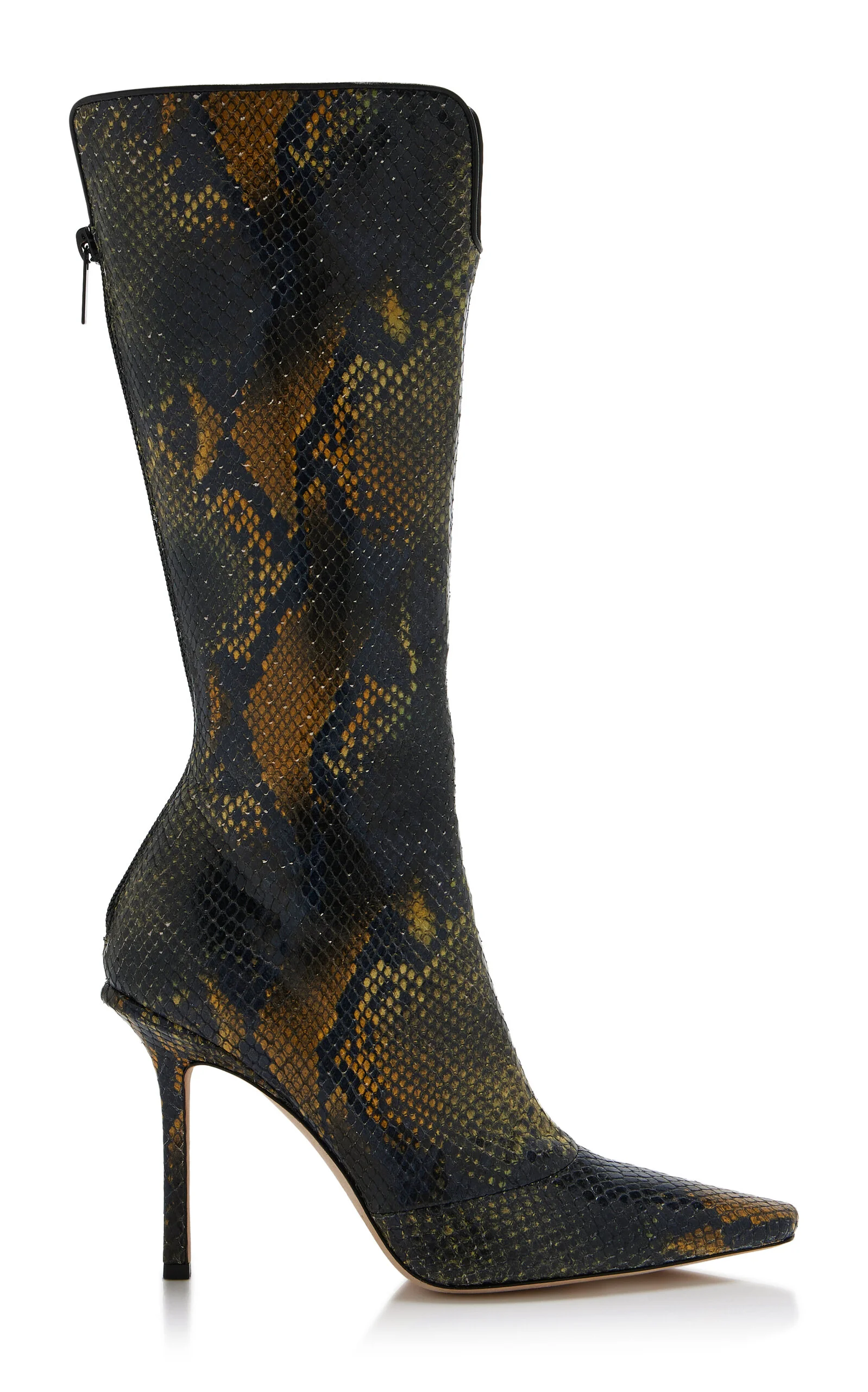 2000 Python-Effect Leather Knee Boots animal - 1