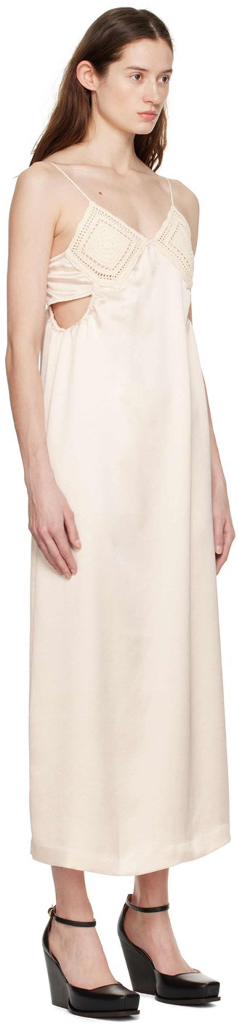 LVIR Beige V-Neck Midi Dress outlook