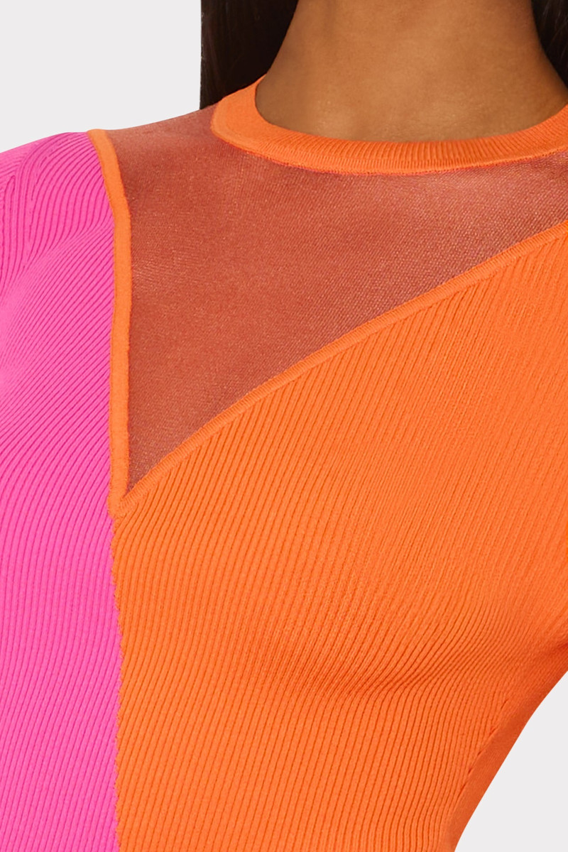 Color Block Sheer Graphic Crewneck 5