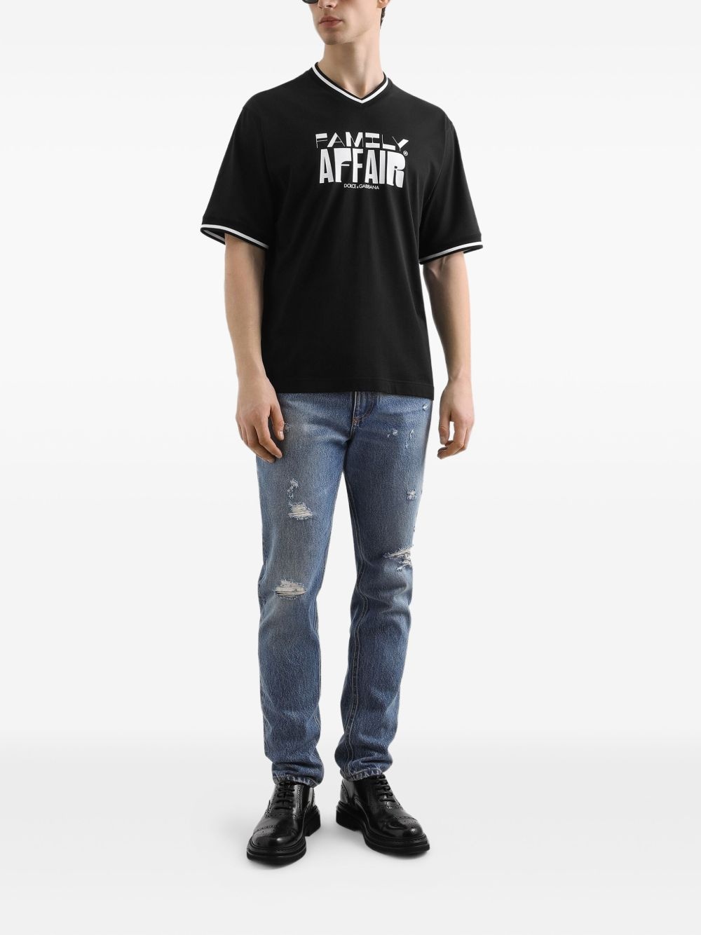 distressed logo-plaque jeans - 2