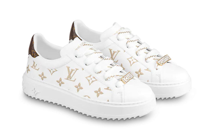 (WMNS) LOUIS VUITTON Time Out Sneakers 'White with Gold Monogram' 1A9HAV - 2