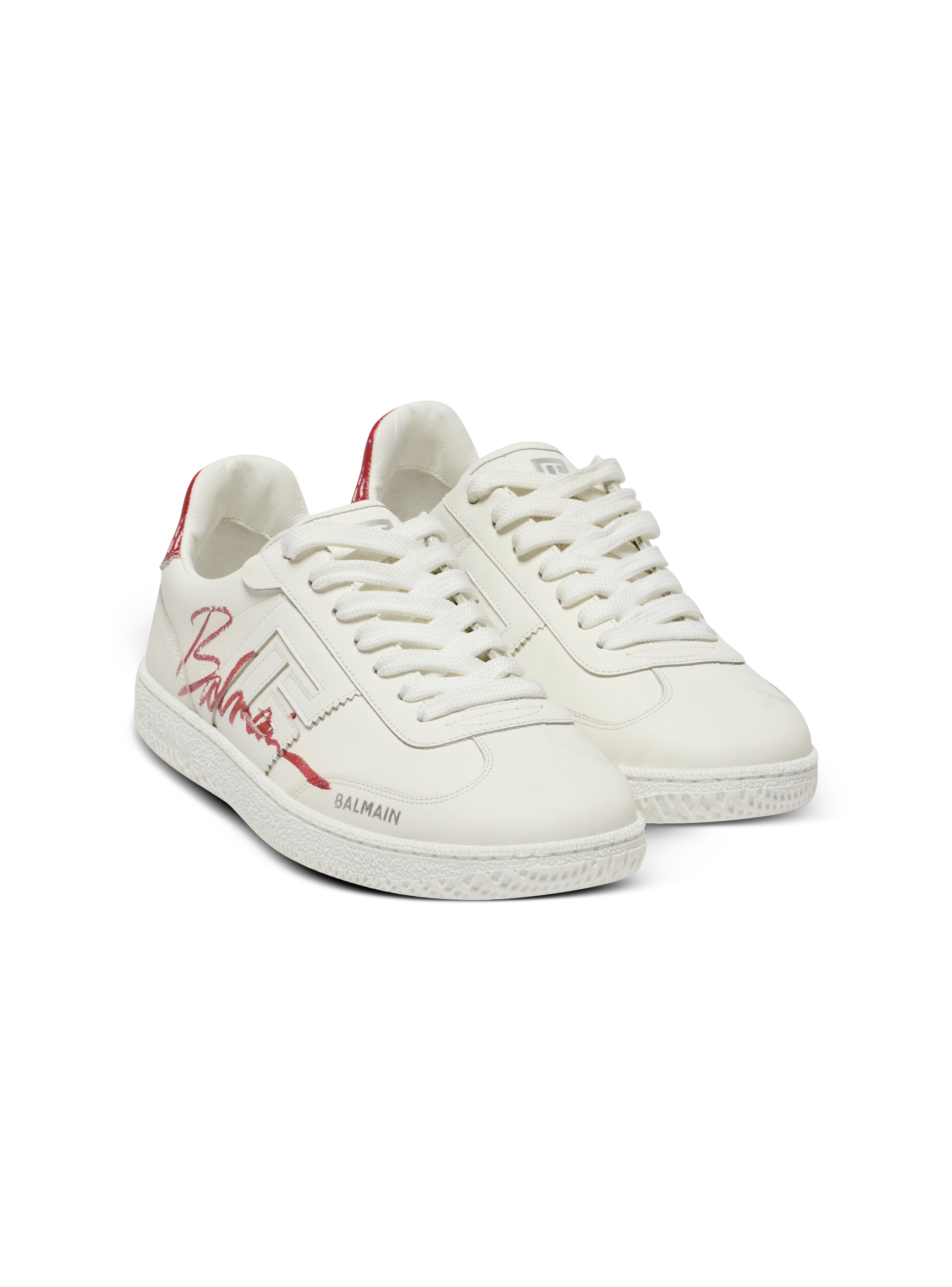 Leather Balmain Swan Lipstick trainers - 2