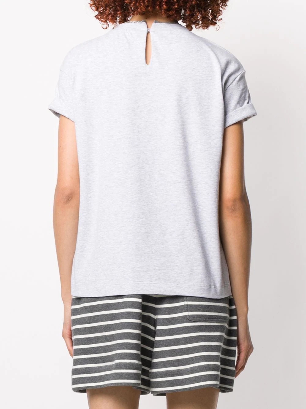 round-neck beaded T-shirt - 4